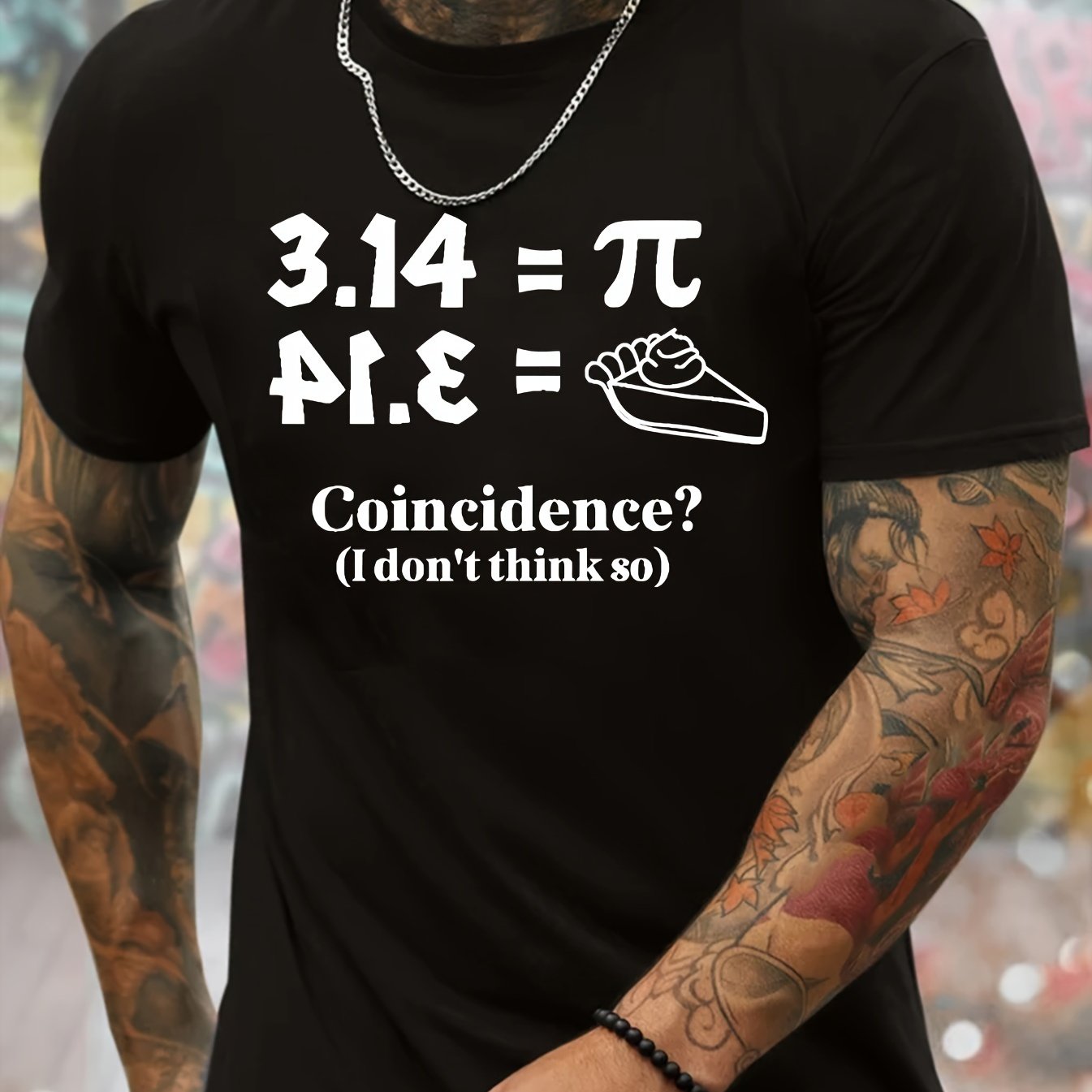 TEMU Men's Pi Print T-shirts, Casual Quick-dry Breathable Tee, Short Sleeve Top For Running And Training, Ideal For Spring And Summer