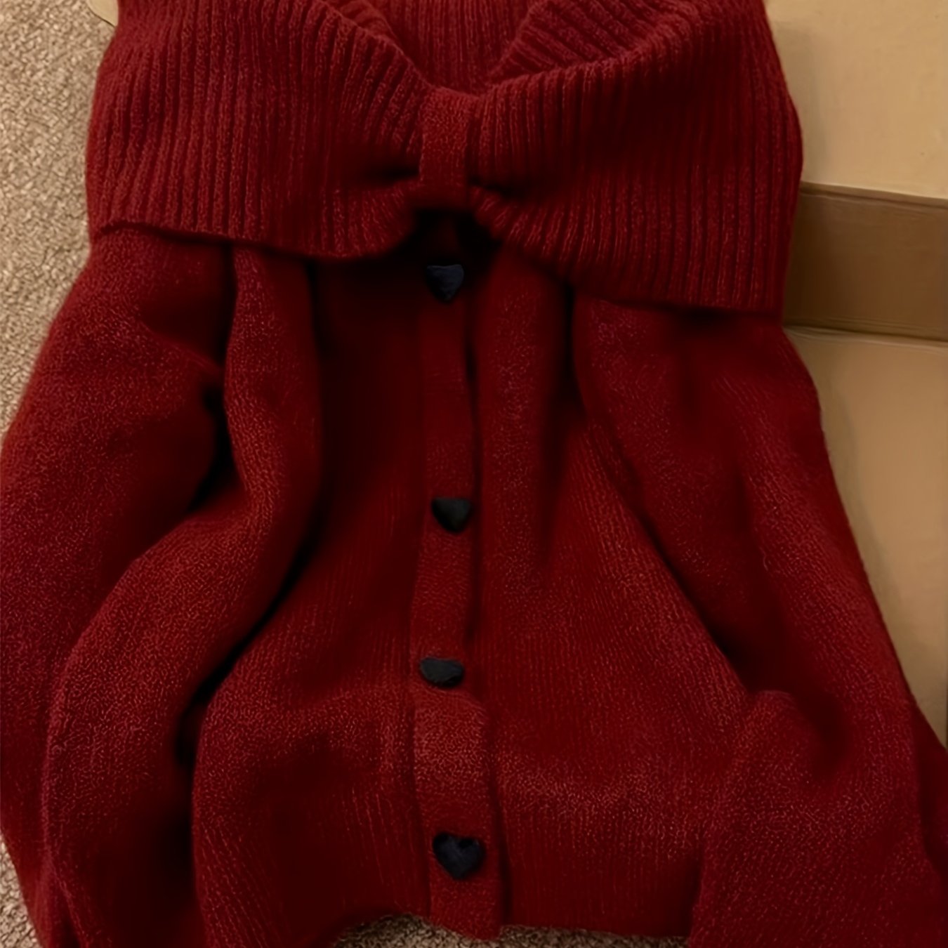 E-shop Neues elegantes schulterfreies Pullover-Top mit Schleife für Weihnachten, Valentinstag Dates, Herbst/Winter Pullover-Basisschicht, hochwertiges
