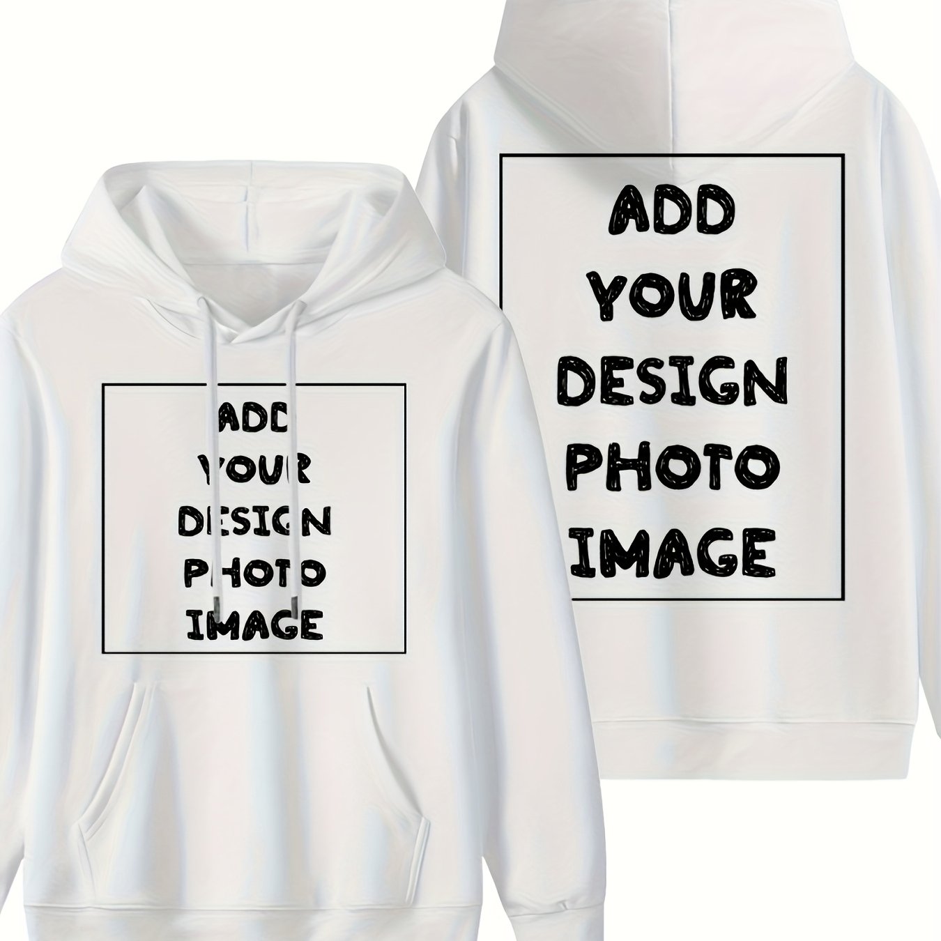 Image of Custom Men's Hoodies Personalized Double Sided Print Hooded Sweatshirt With Pocket - Add Your Image - Soft Comfortable Casual Workout Long Sleeve Pullover Trendy Sportswear