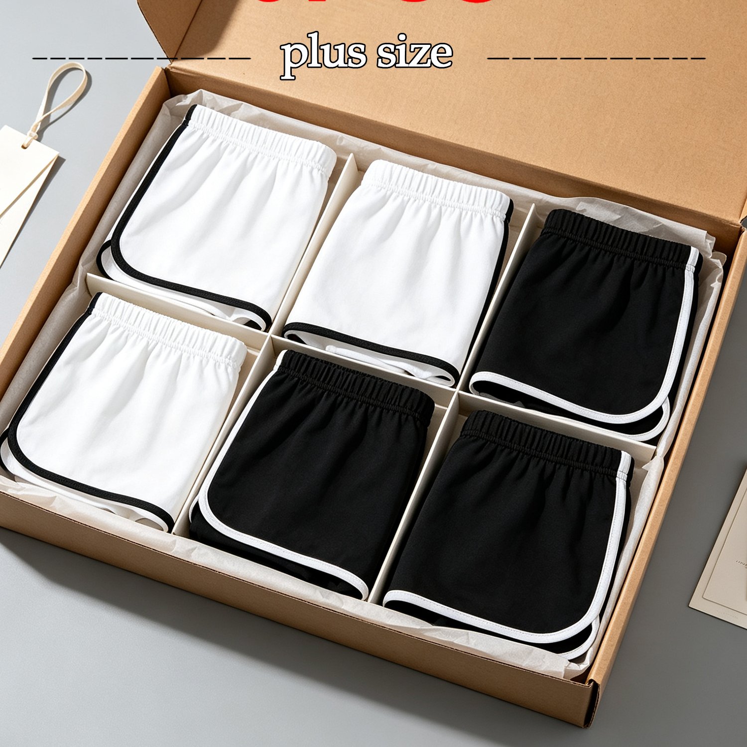 Image of 6-pc For Plus Size Men's Lightweight Soft Underwear, Durable And Breathable Contrast Trim Boxer Briefs. Elastic Waistband Without Tightness, Shorts Designed For Plus Size Men, Suitable For