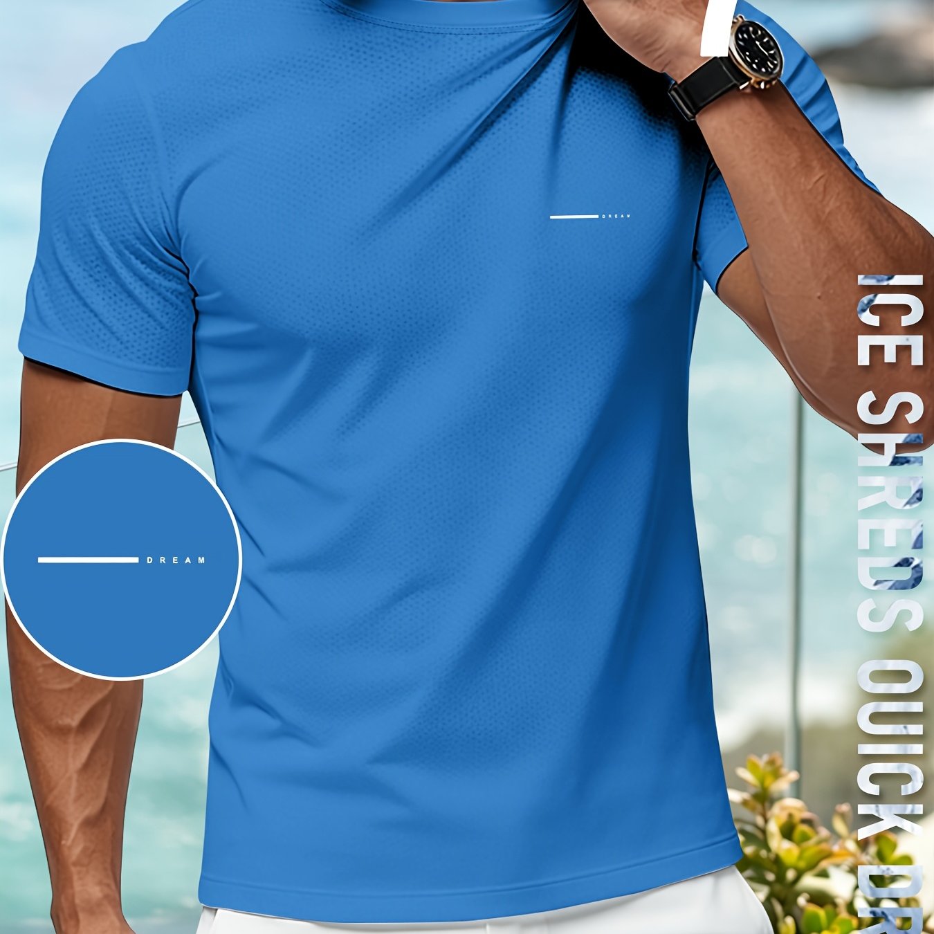 TEMU T-shirt actif léger à séchage rapide pour homme, et respirant, à manches courtes et col ras du cou, adapté au sport, à et aux entraînements en