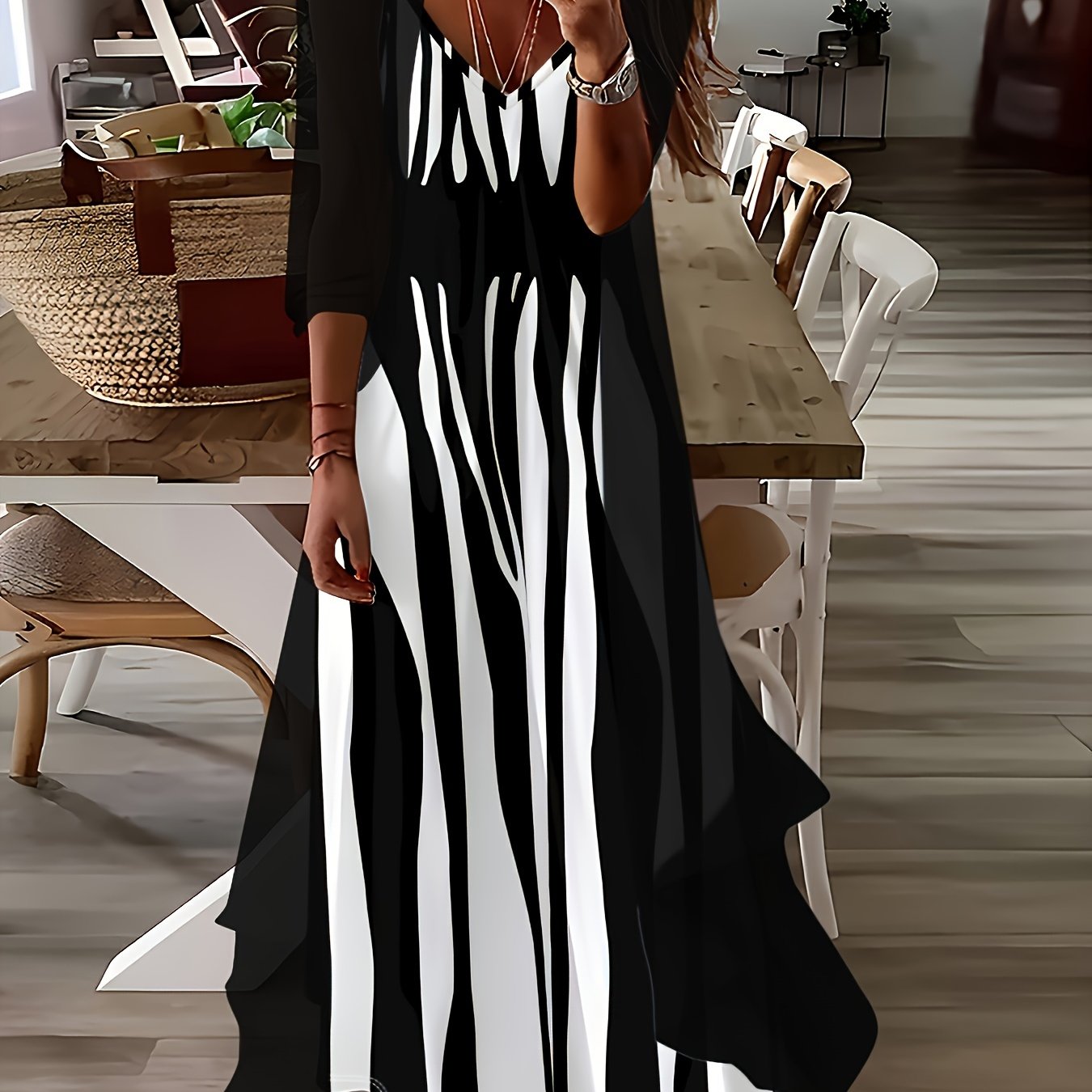 Qc Abstract Print Design Dress Set