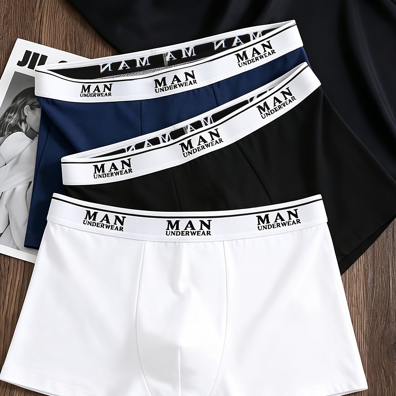 TEMU 3pcs Men' Color Casual Flat- Underwear With High Stretch And Quick-drying , Ideal For Sports And Everyday Use - Stylish And Comfortable