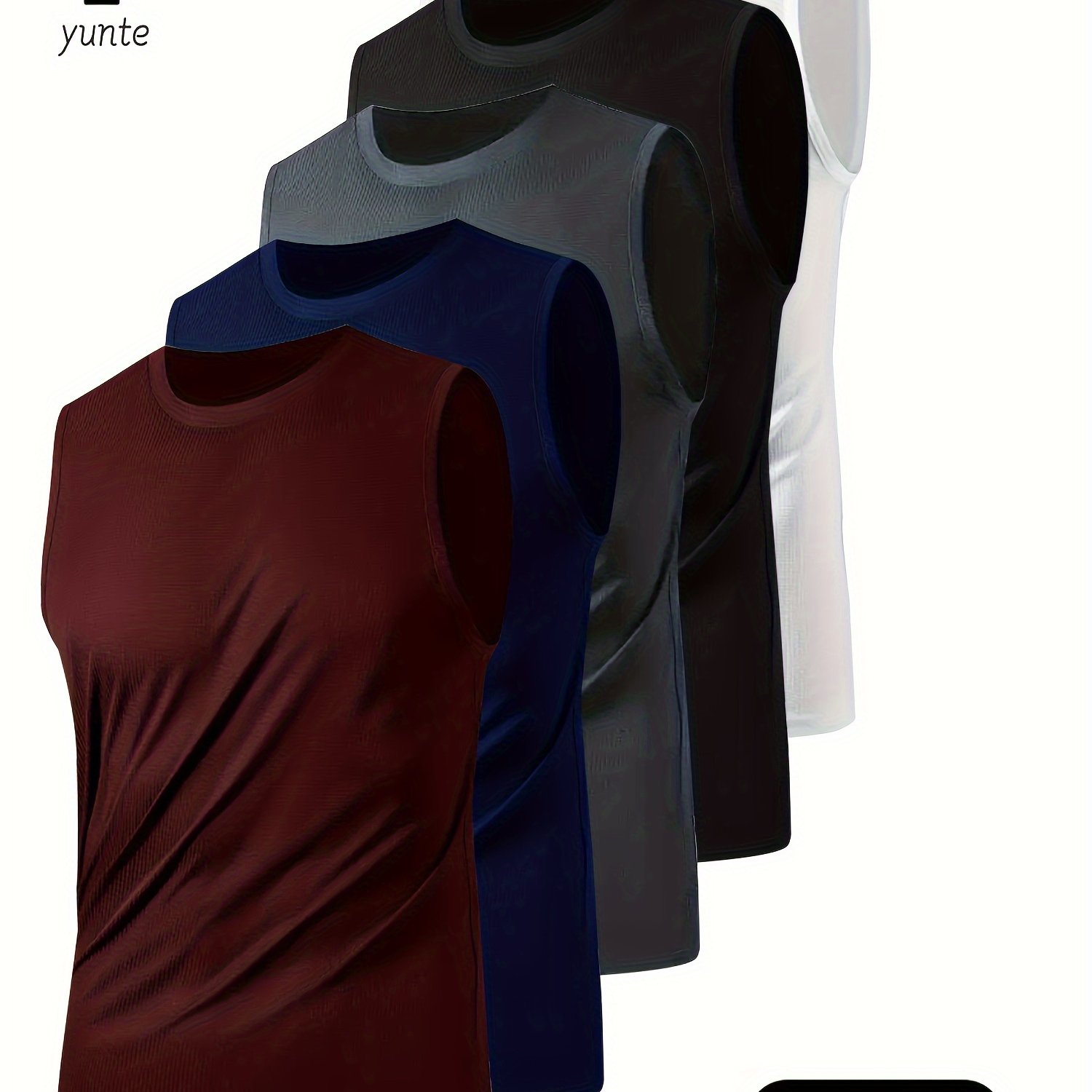 TEMU 5pcs Men's 5-color Breathable Lightweight Sleeveless Loose-fit Vests, Quick-dry Round Neck Sleeveless Tops For Activities, Men's Sleeveless Shirts For Gym Training And Workouts