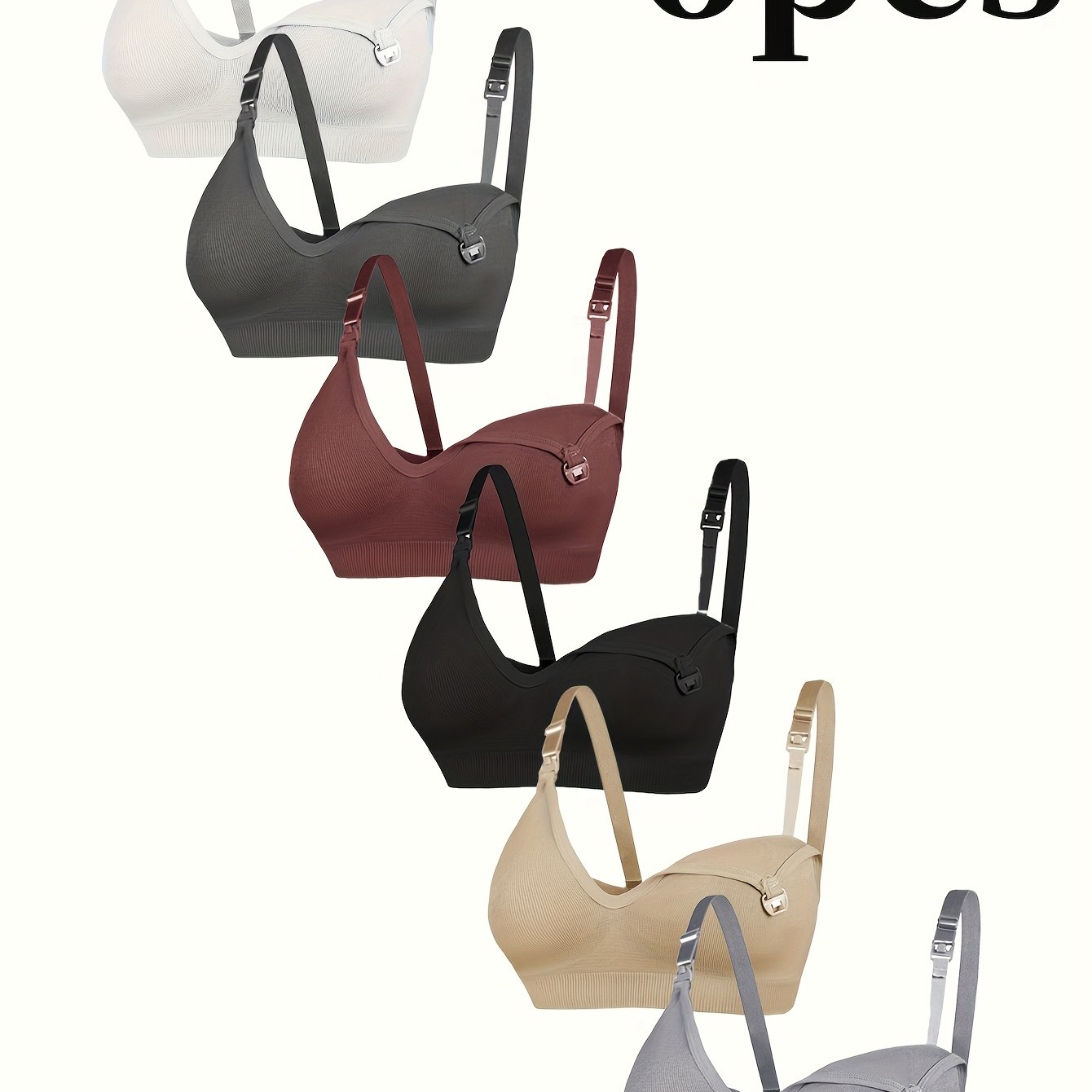 TEMU 6pcs Set Of Women's Maternity And Nursing Bras With Front Closure And Adjustable Straps, Comfortable And Convenient For Pregnancy And Postpartum