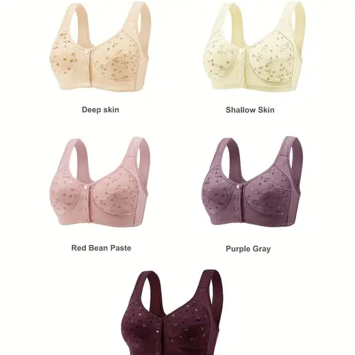 pack of 5pcs 5pcs with large size spring womens printed front button underwear womens soft vest large size bra middle aged and elderly women women without underwire underwear