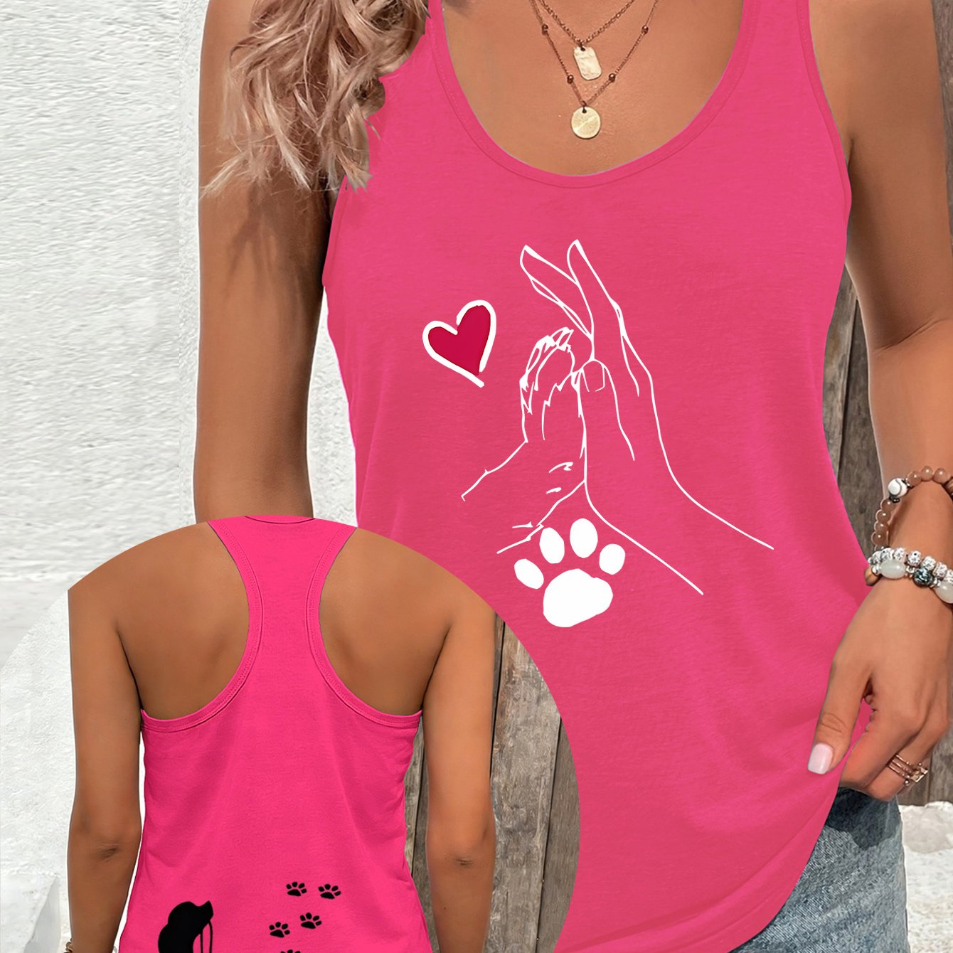 TEMU Red Heart Dotted Print Approach Of , 2026 Spring And Summer New Sleeveless Vest, Slim Fit Backless Sleeveless Age-reducing Style, Cool Vest For