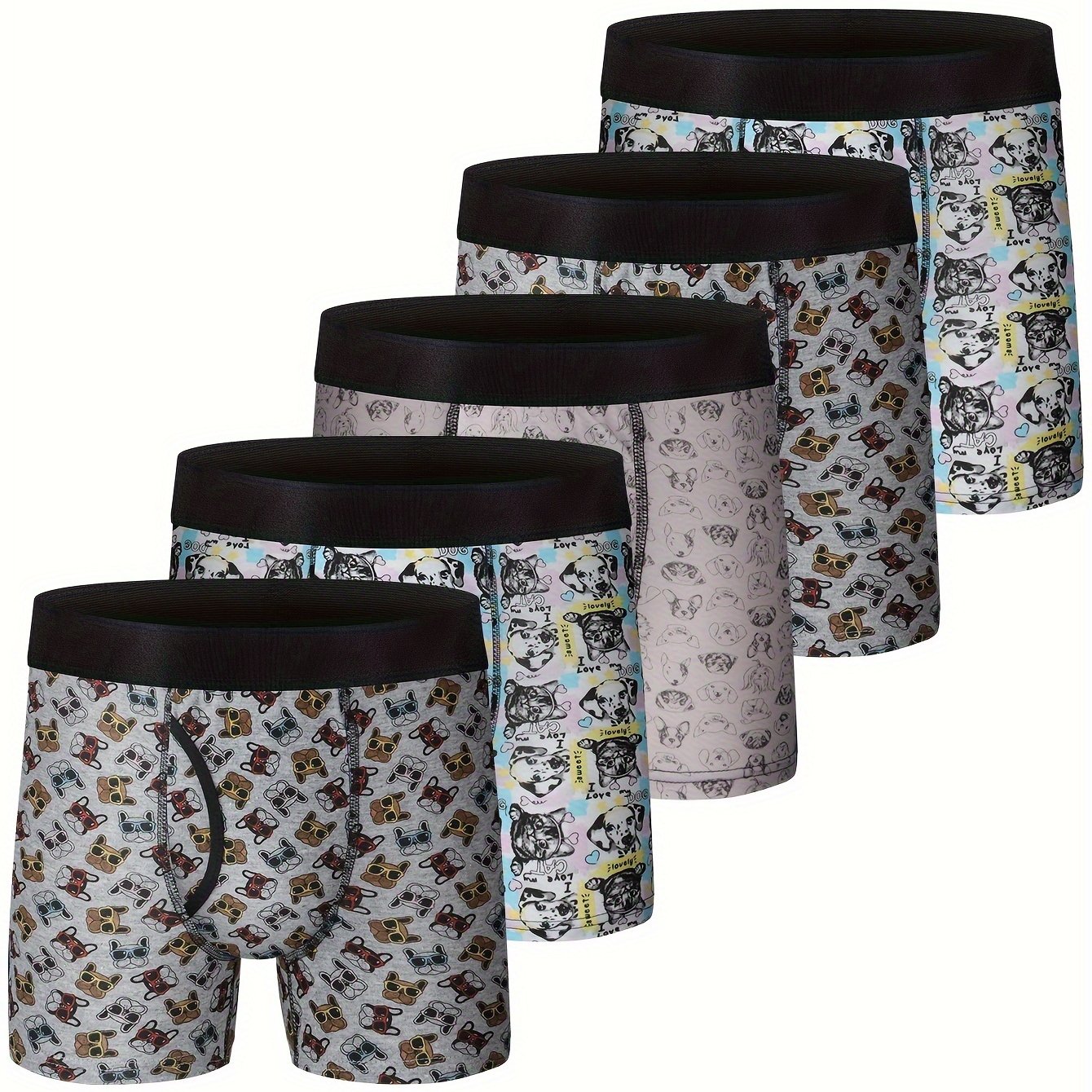 Cartoon Athlete Print Boys' Boxer Briefs Set Boys Half Open - Temu