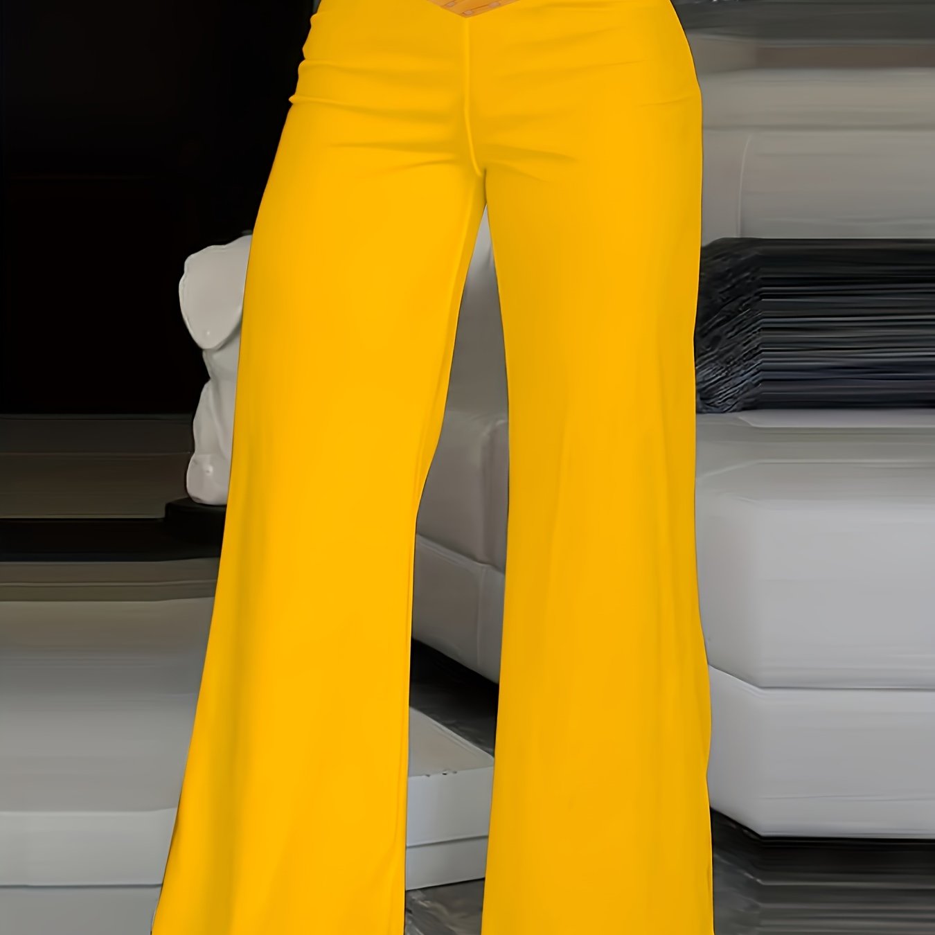 Fashion (Yellow)Women 2022 Spring Summer Fashion Solid Color Dance Pants  Female High Waist Wide Leg Pants Ladies Casual Loose Dance Trousers H59 DOU  @ Best Price Online