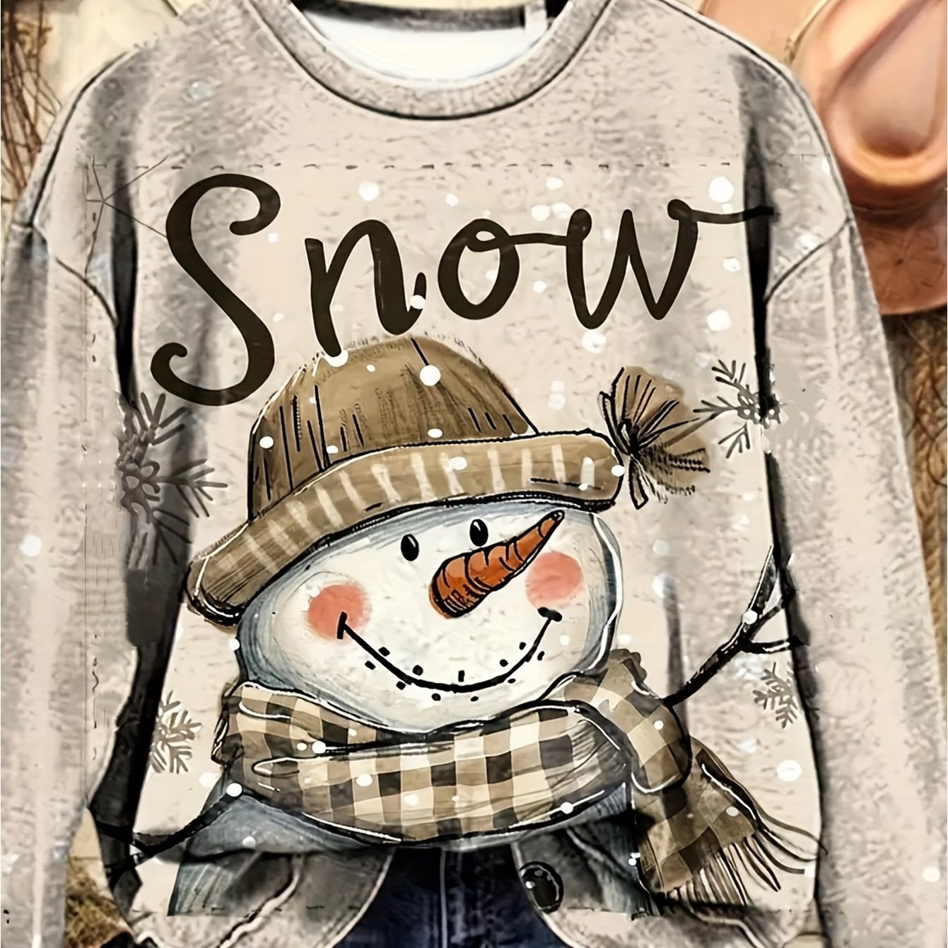 TEMU [single Image] Plus-size Lightweight Sports Sweatshirt, Christmas-themed, Creative Pattern Print Sweatshirt, Casual Crew Neck Pullover, Machine