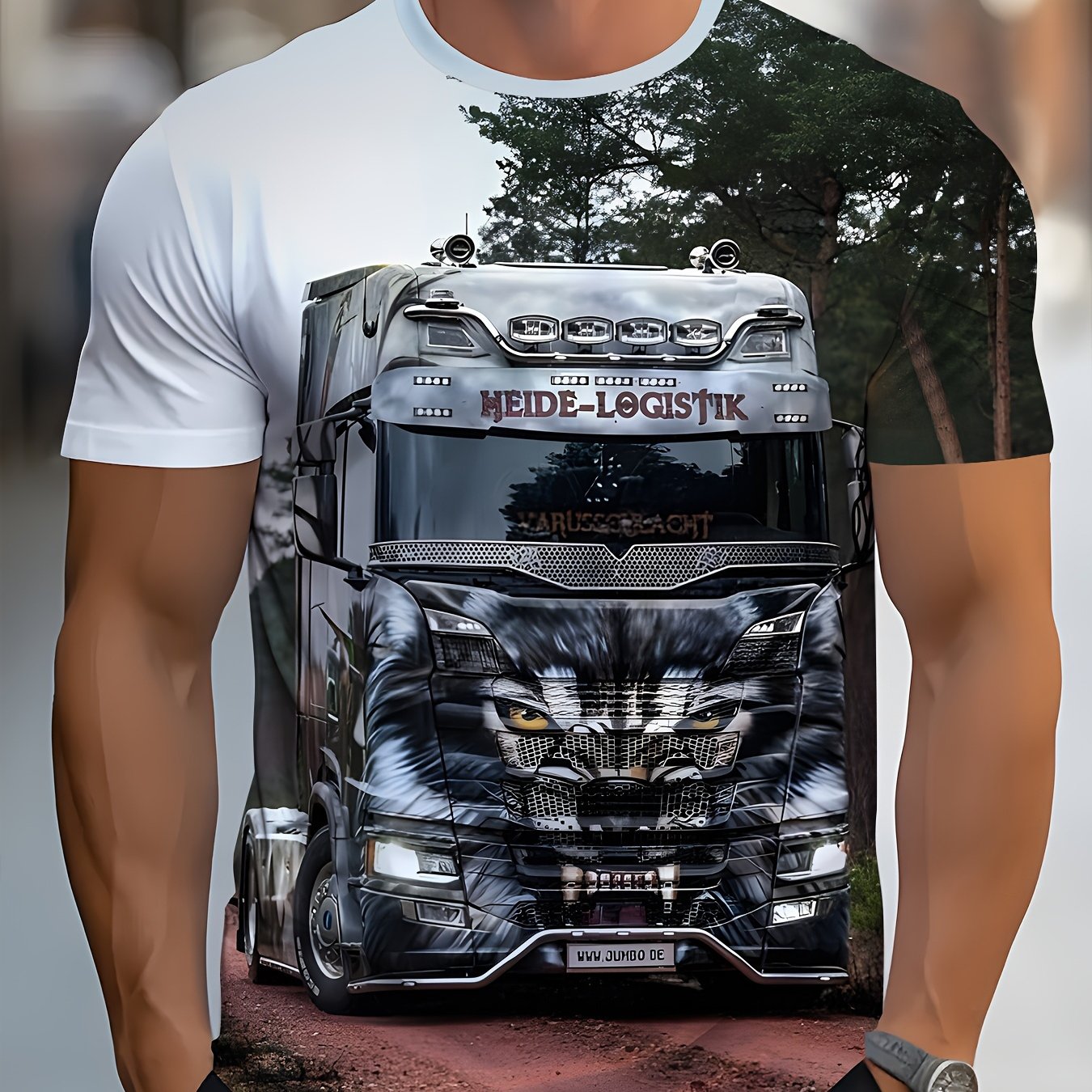 TEMU - Men's Fashion Oversized Trucker T-shirt, Casual Breathable Crew Neck Short Sleeve Top, Suitable For City Strolls And Outdoor Activities.