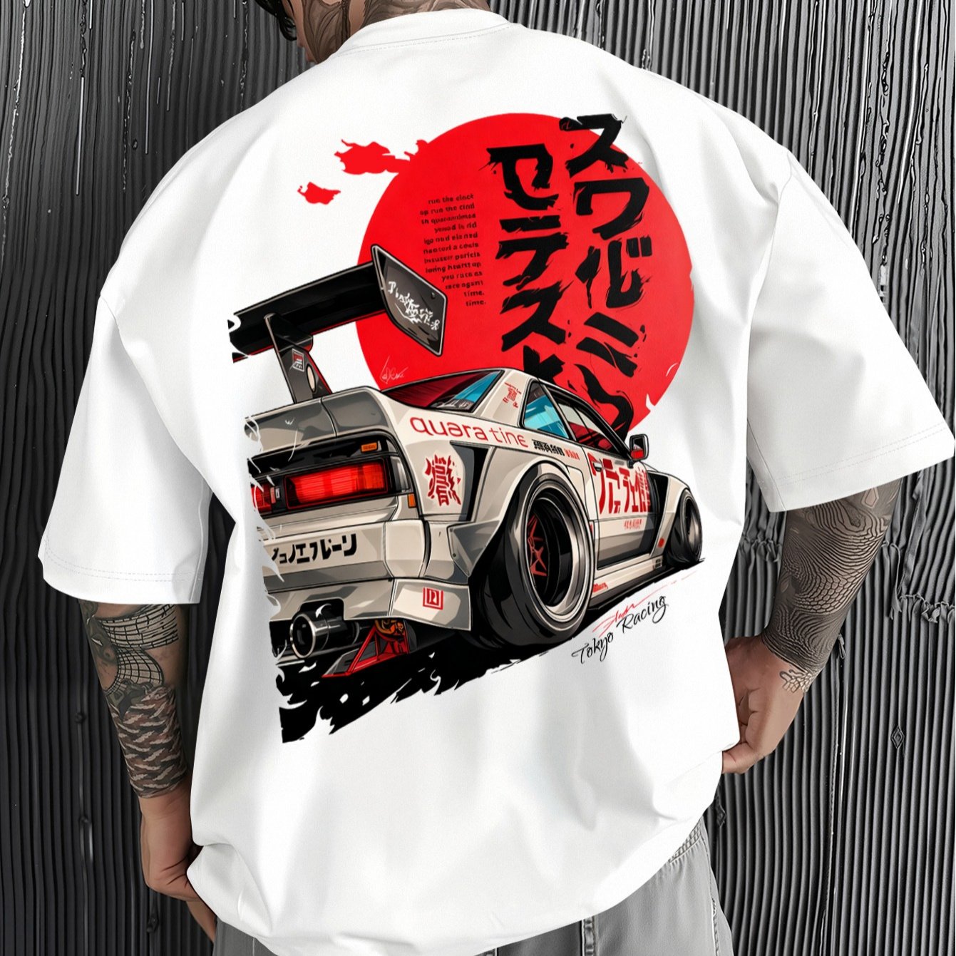 TEMU Japanese Showa Era Hot-stamped Print T-shirt. A Cool Top Designed For Trendy Men Who Speed
