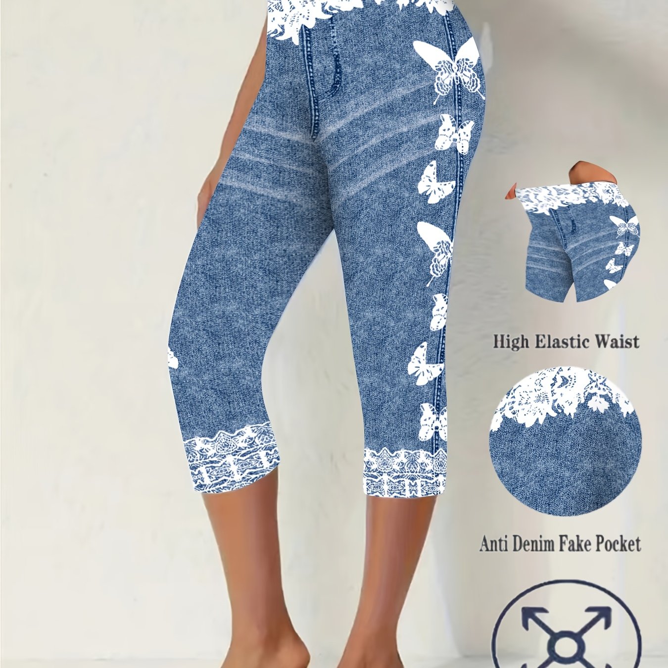 European And Trend Printed Layer Capri Pants