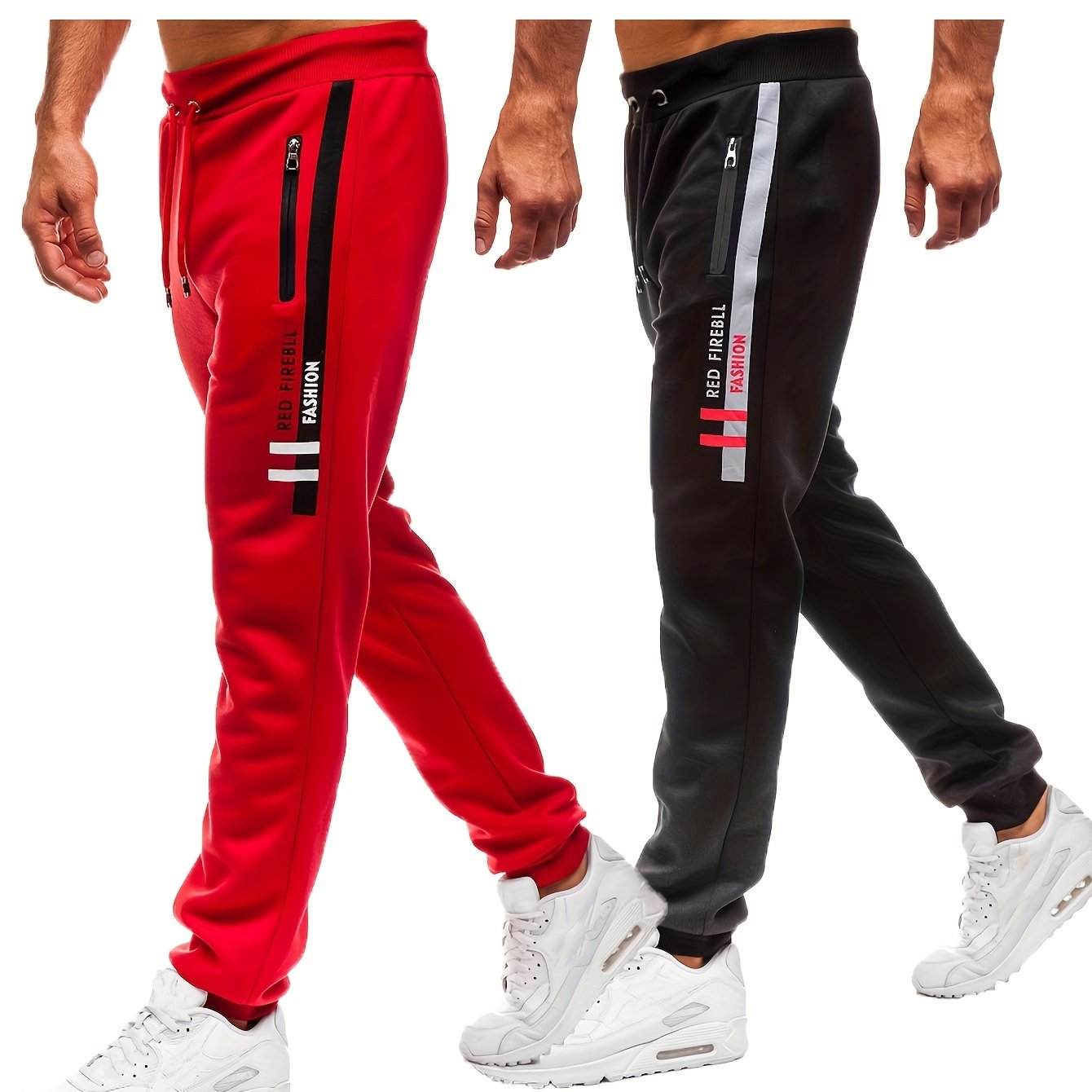 2-pc Men's Athletic Long Pants, Zipper Design, Athletic Trousers