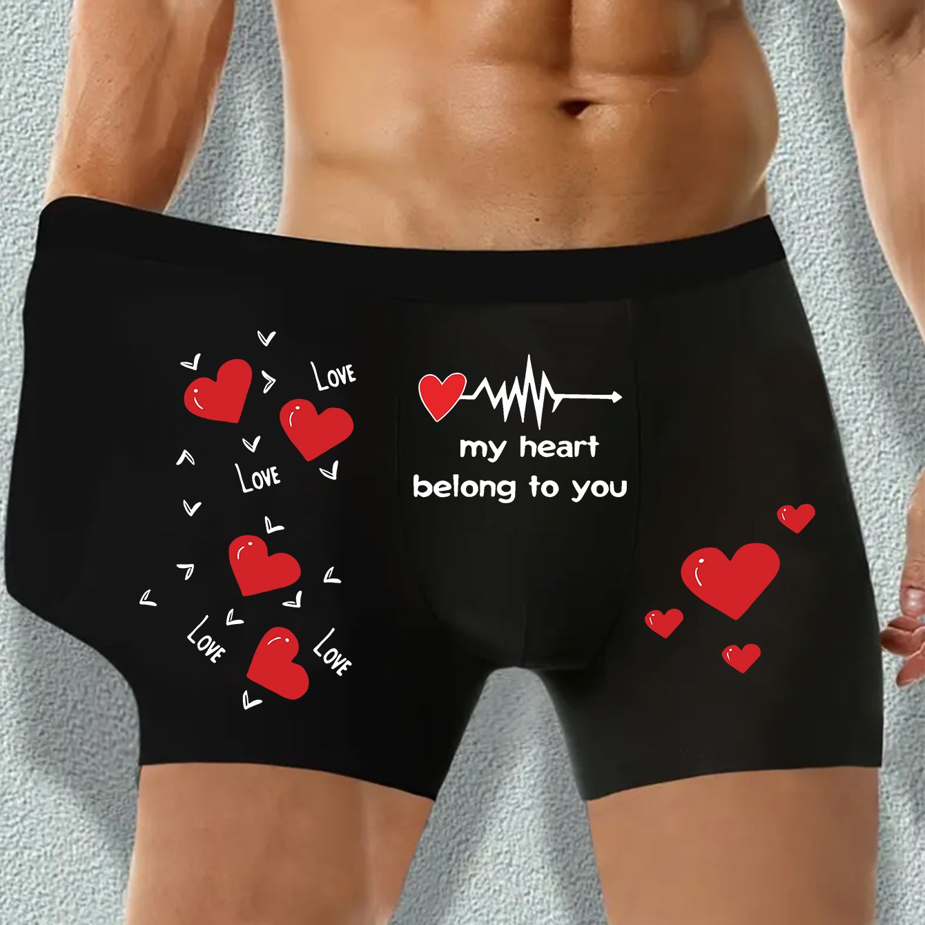 A Pair Of Men's Boxers With The Design 'i Love You, My Girlfriend' - Ultra-comfortable, Elastic, Breathable, And Thin Boxer Shorts, Durable Casual Men's Underwear, And A Great Valentine's Day Gift