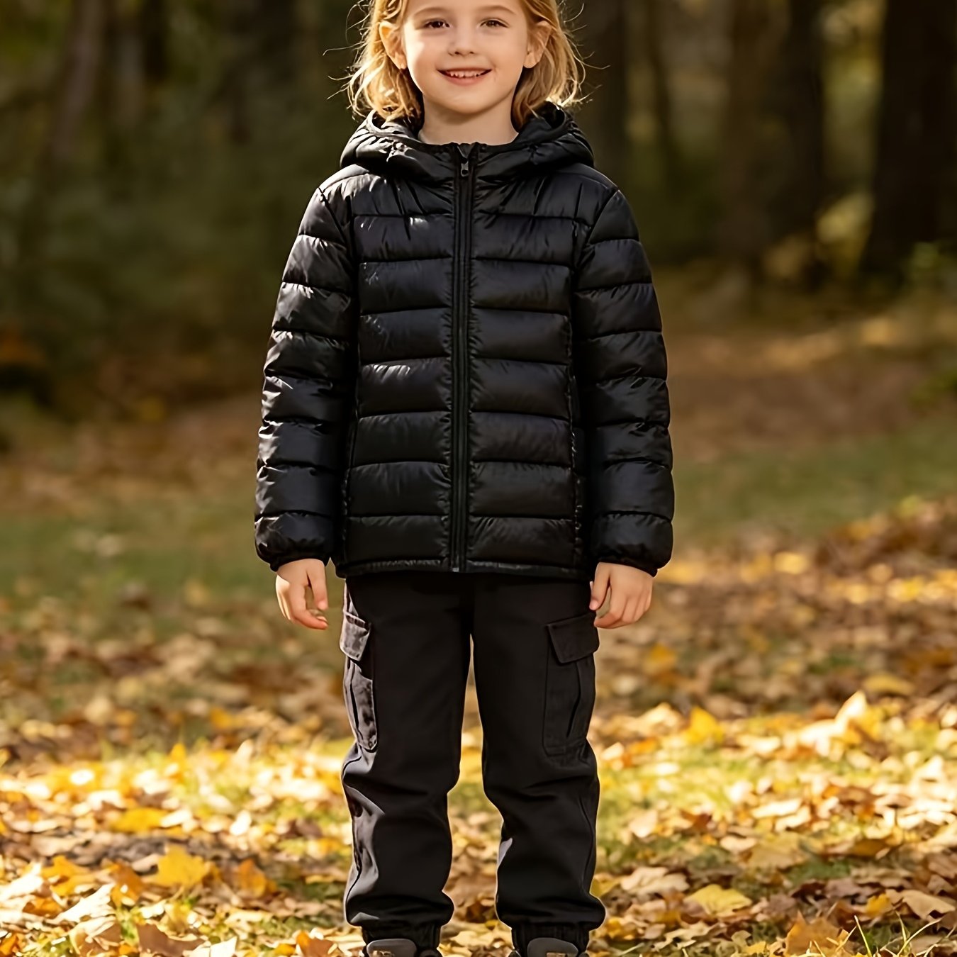 Image of Children Universal Jacket Thin Warm Girls' Suit Boys' Hooded Winter Wear Older Children Spring Autumn Baby Warm Coat Fashionable Soft Breathable Hooded Casual Jacket Outdoor Hooded Jacket