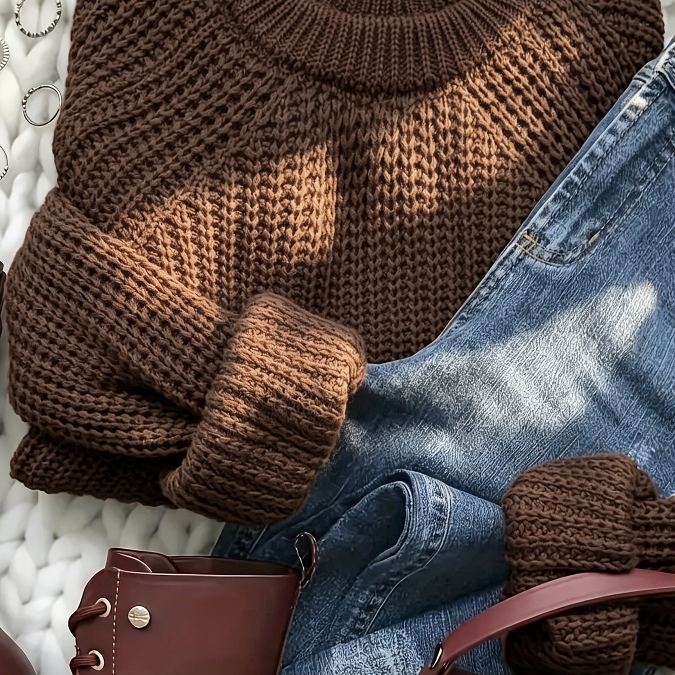 TEMU European And Size Women's Autumn/winter High-end Elegant Casual Soft Pullover Round Neck Sweater