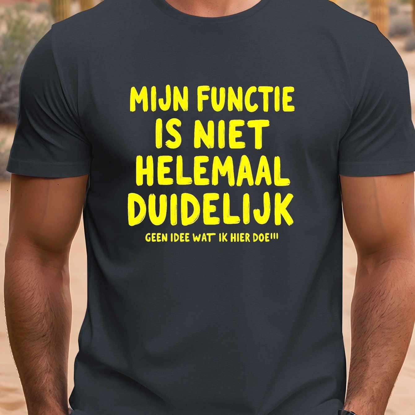 TEMU Mijn Positie Is Niet Helemaal Duidelijk Print, Ronde Hals Korte Mouw T-Shirt voor Heren, Casual Comfortabel Lichtgewicht Top voor de Zomer