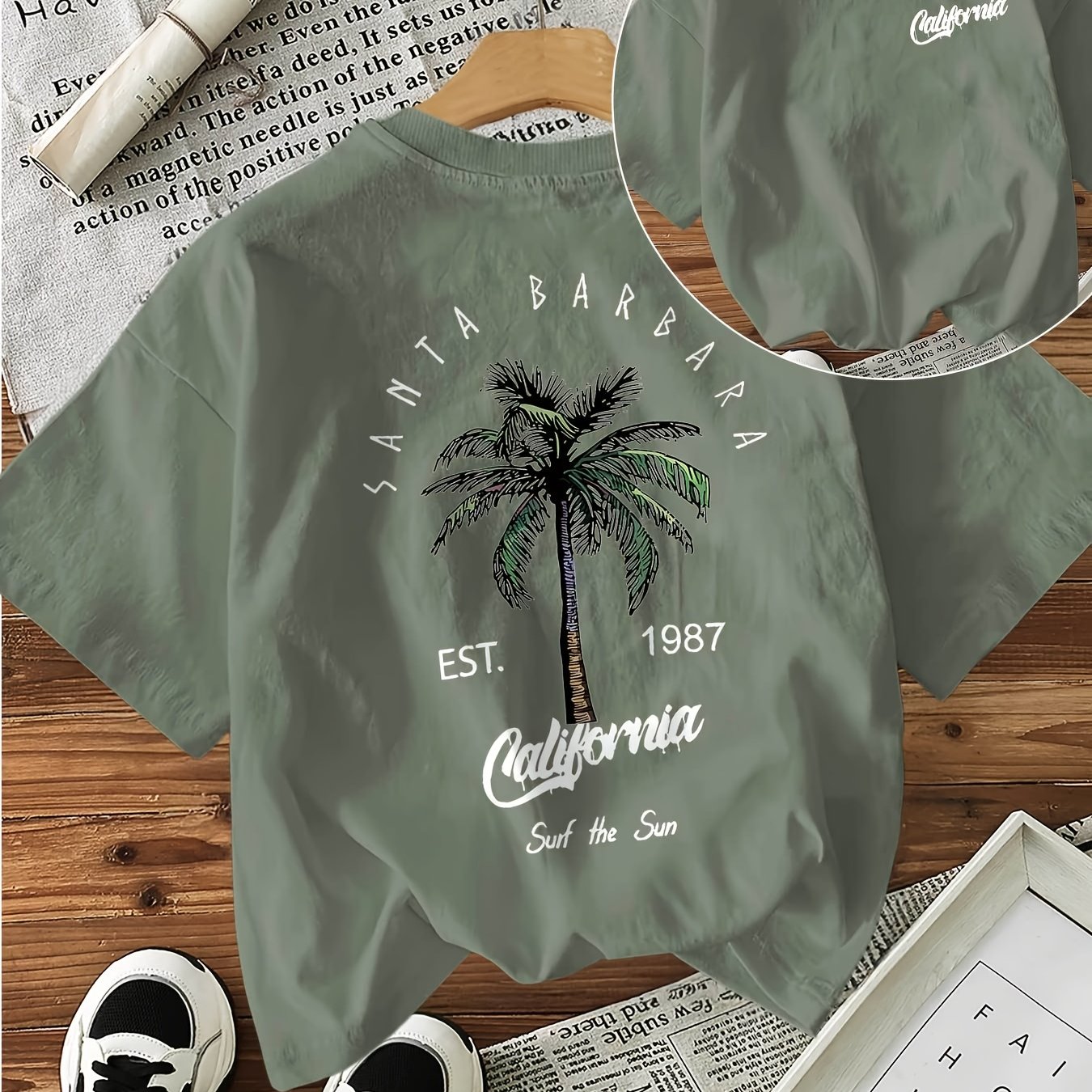 Women&;s Graphic Print T-shirt, Short Sleeve, Crew Neck Casual Top For Summer & Spring