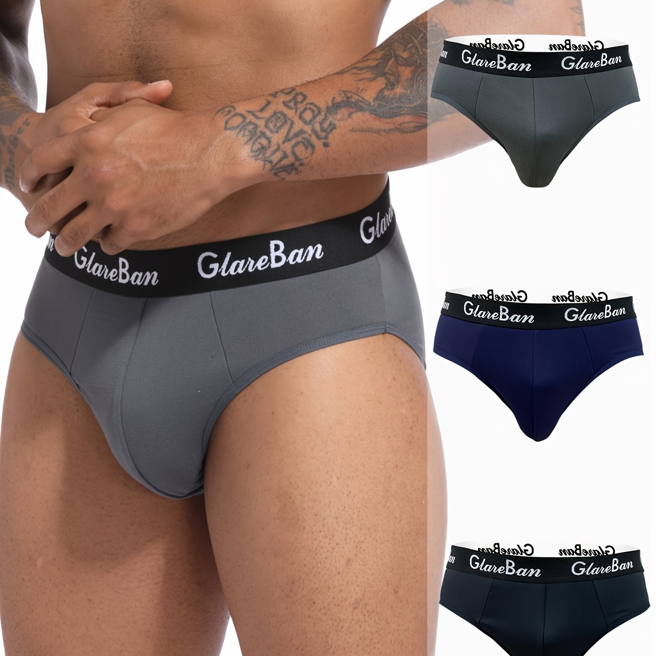 3pcs Briefs Polyester Men's Underpants Slips Jockstrap