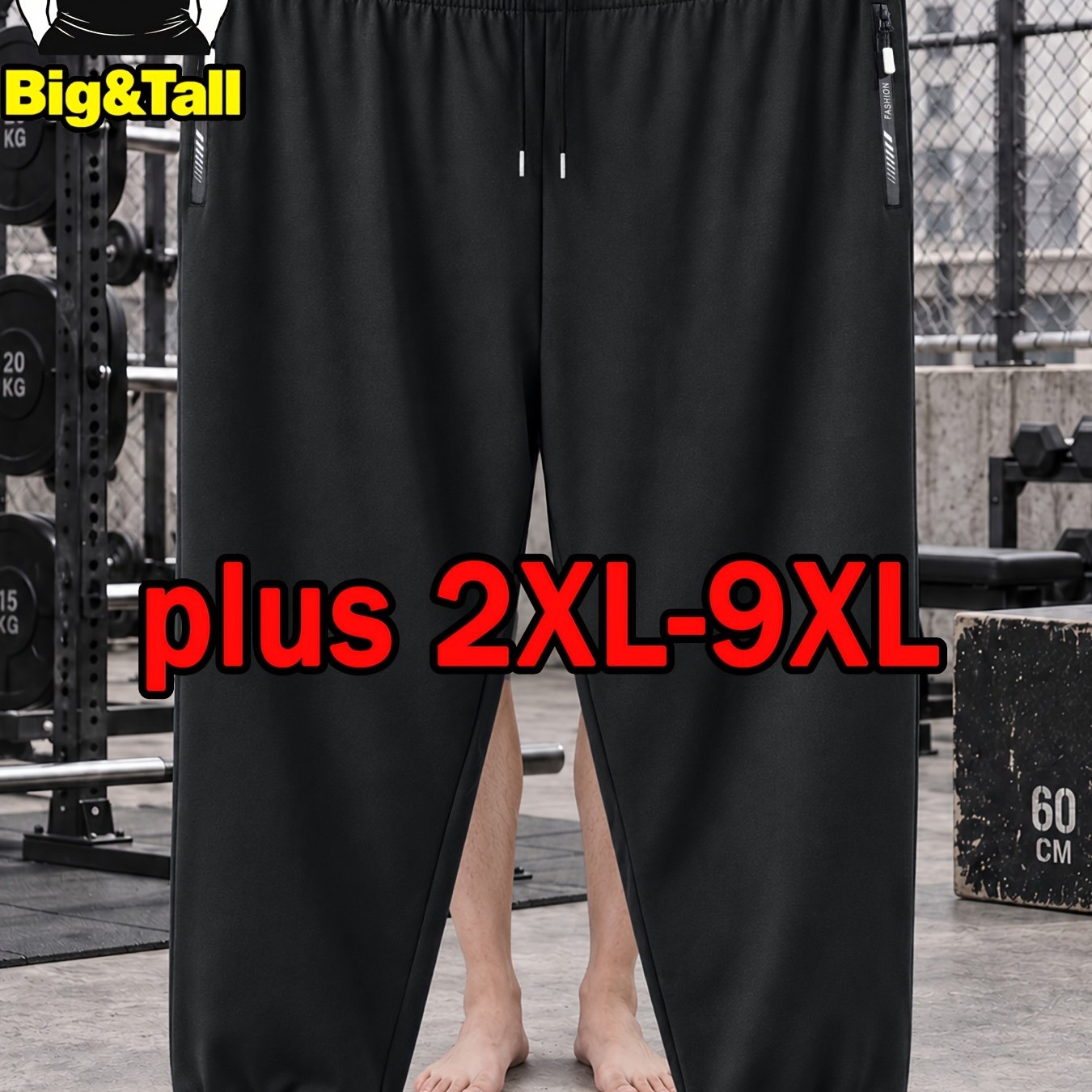 TEMU Plus Size Men's Jogger Pants For Spring/autumn, Available In Sizes 2xl-9xl, Extra Wide And Large, Made With Elastic And Breathable Fabric,