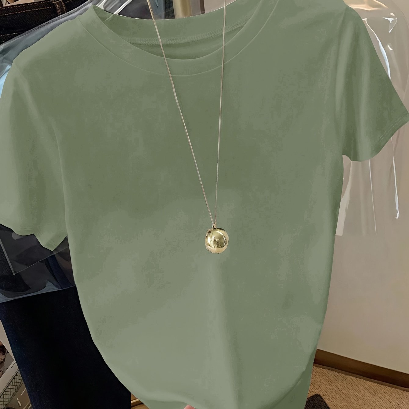 E-shop Frühlings- und Sommer-Damen T-Shirt, bequeme reguläre Passform, kurzärmeliges Rundhals-Top für Damen - 4