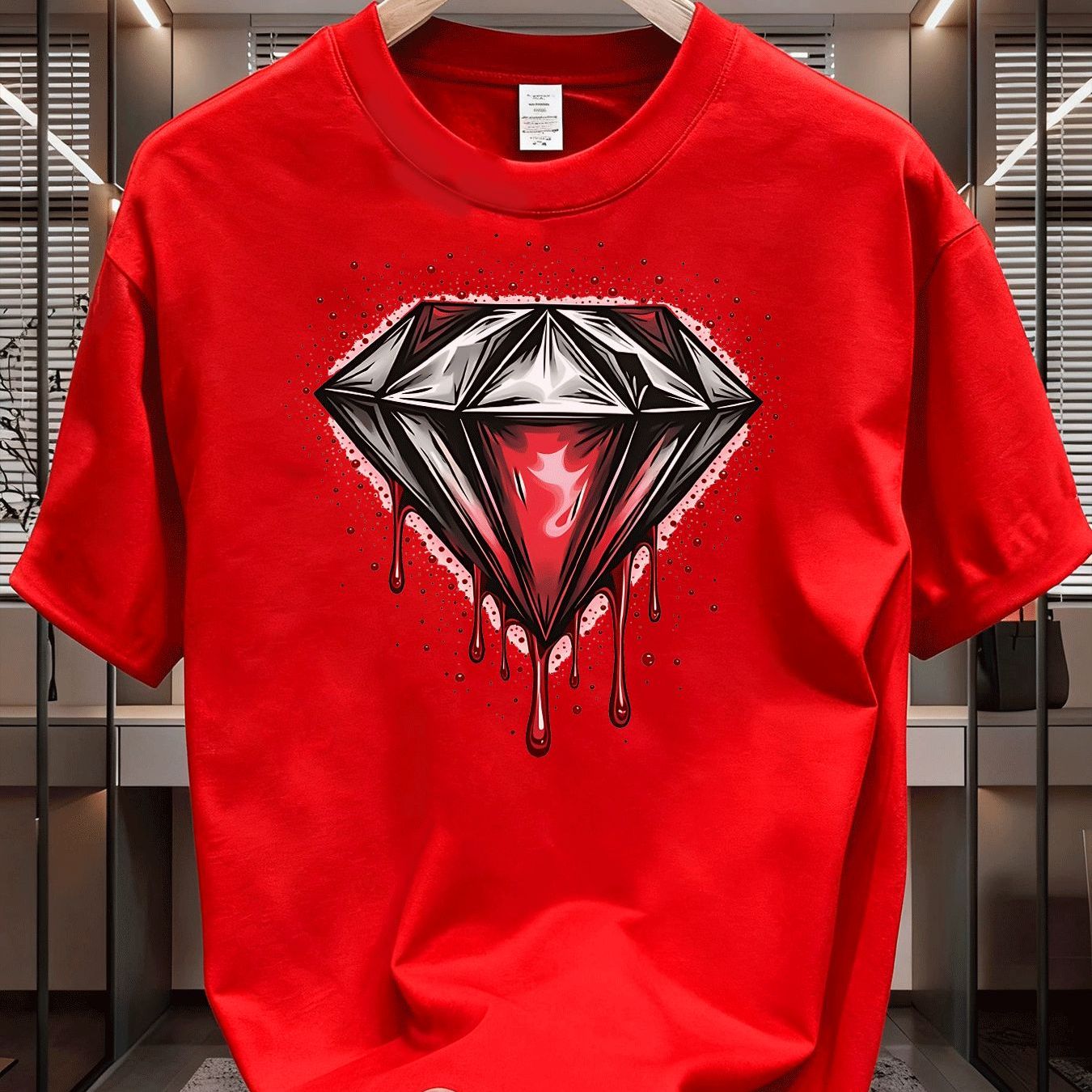TEMU T-Shirt Homme à Col Rond Style Tendance avec Motif Goutte - Cadeau de Noël ou Halloween pour Hommes - Tenue Décontractée en Tissu Confortable et