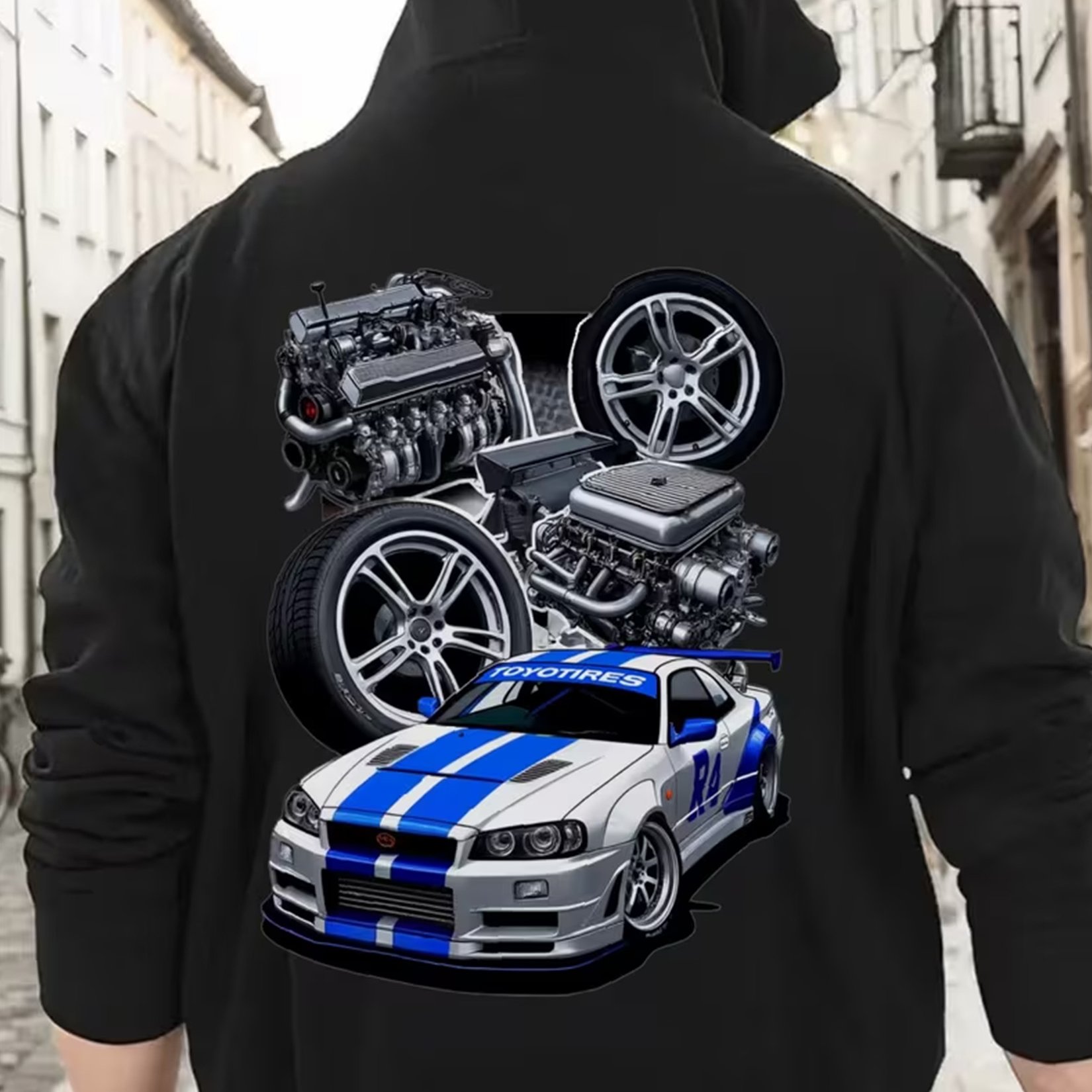 Image of Creative Racing Comfortable Men's Hoodie, 320g Premium Knit Fabric Hoodie, Geometric Hoodie, Drawstring, Regular Cut Hoodie