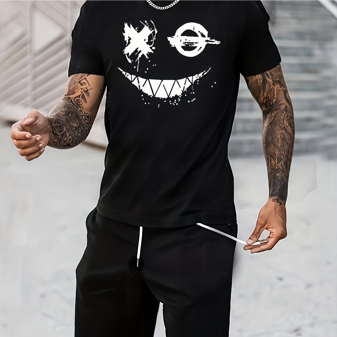 Men's Casual Sports Suit Short Sleeve+ Shorts, Suitable For Day, Mother's Day, Labor Day, Plus Size