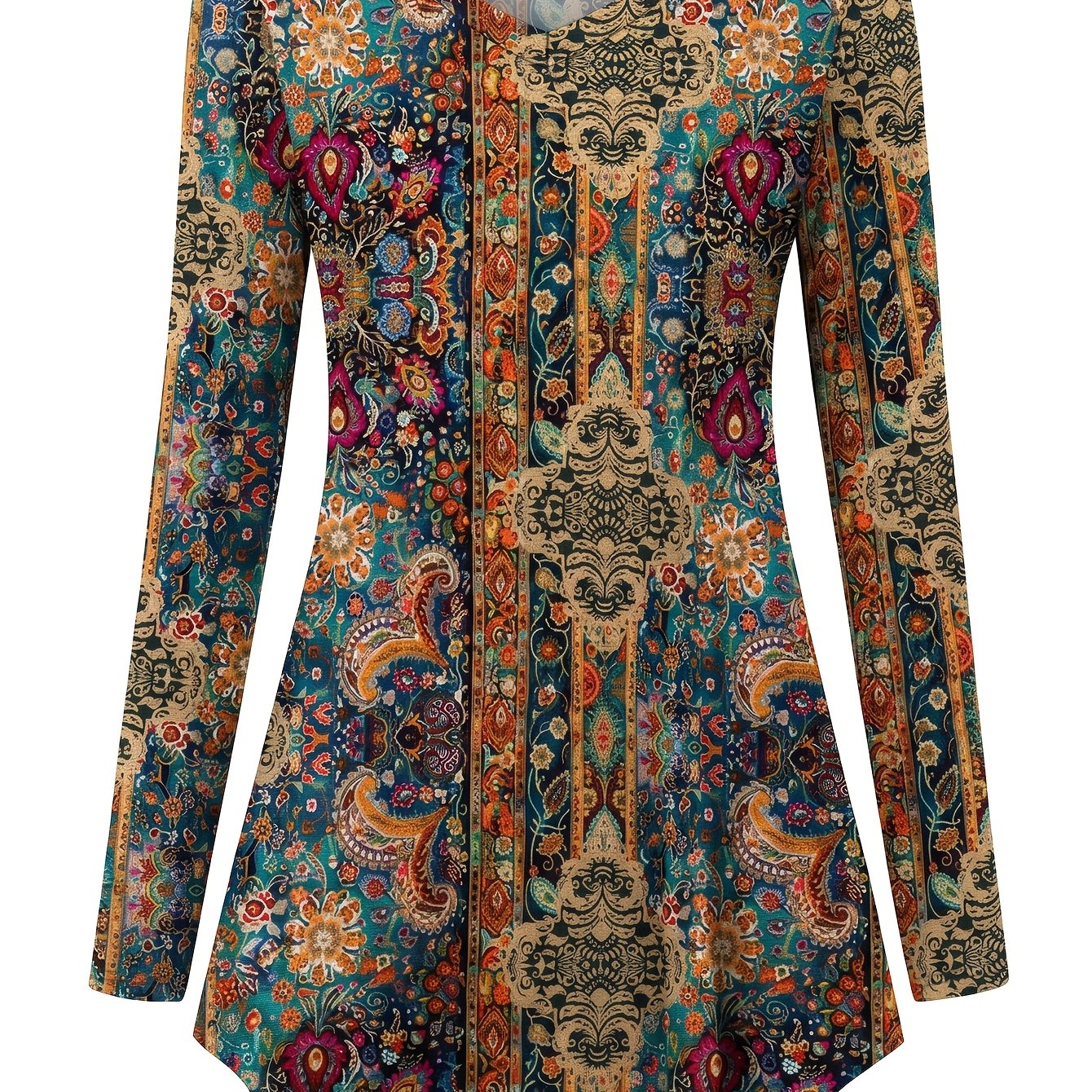 TEMU Haut Long Tendance Femme, Chemise Décontractée Élégante et Confortable, T-Shirt Ample à Manches Longues et Col en V