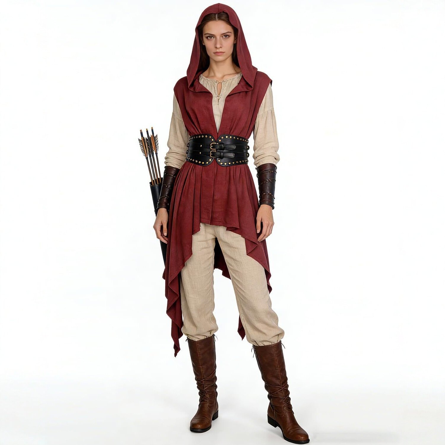Image of Medieval Renaissance Style Hooded Cape, Lace-up Cape Halloween Stage Performance Costume, Suitable For Cosplay Themed Parties, Costume Parties, And Other Occasions