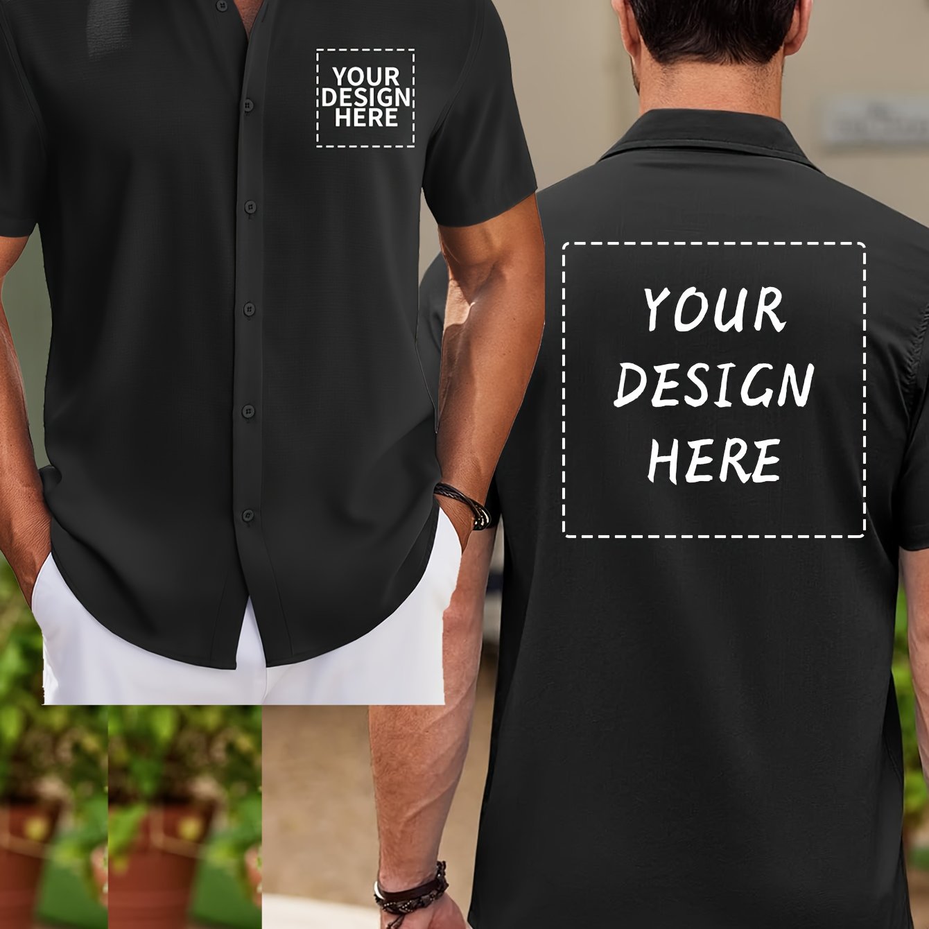 Image of Custom Men's Shirt, Personalized Short Sleeve, Double-sided Printing , Suitable For Daily Wear, Work Attendance, Beach Vacation, Summer Essential Items, Lightweight And Breathable, Gift Recommendation