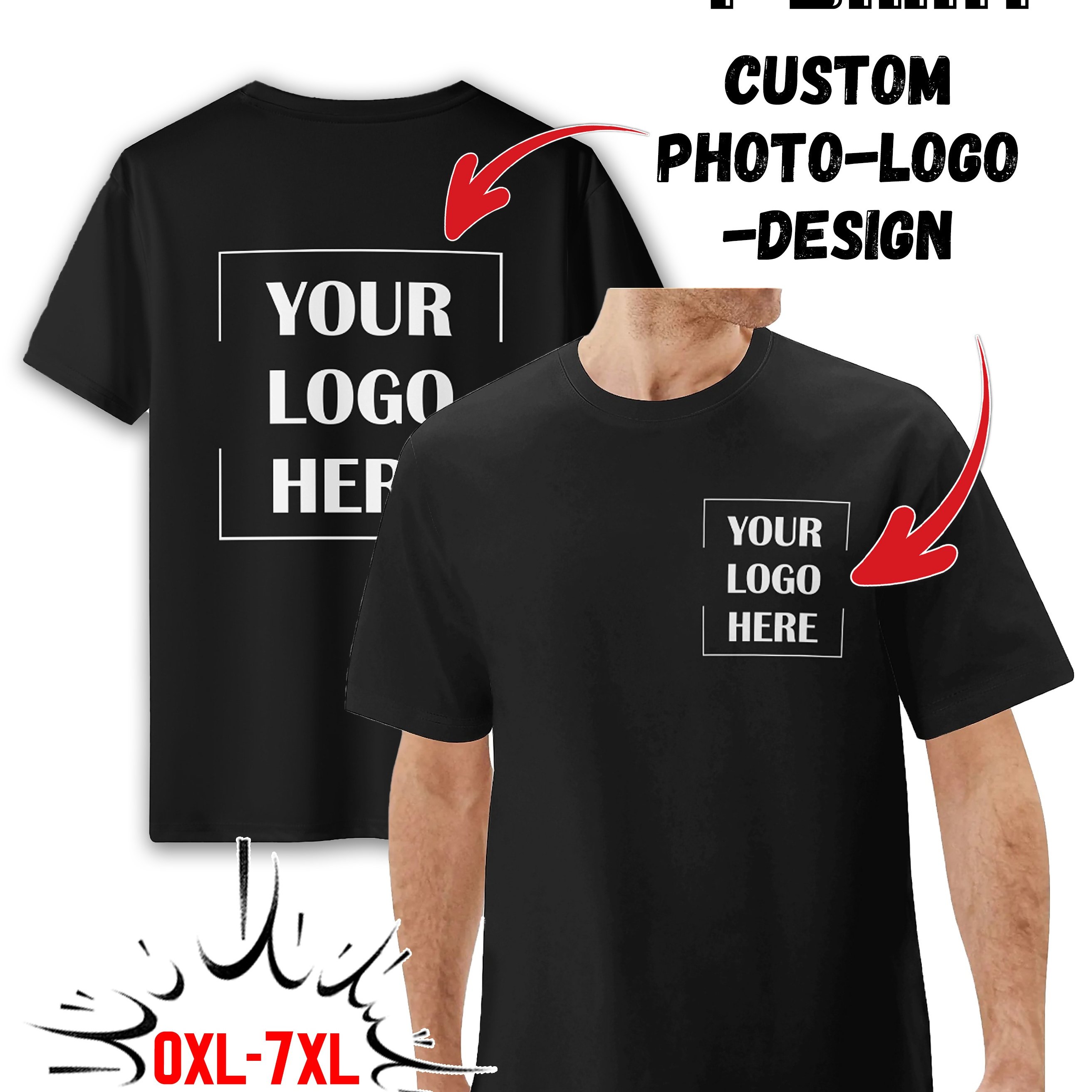 E-shop Personalisiertes Herren T-Shirt in großen Größen - Digitaldruck, personalisiertes Foto- oder Logo-Design, lässiges Kurzarm Sommer-T-Shirt,