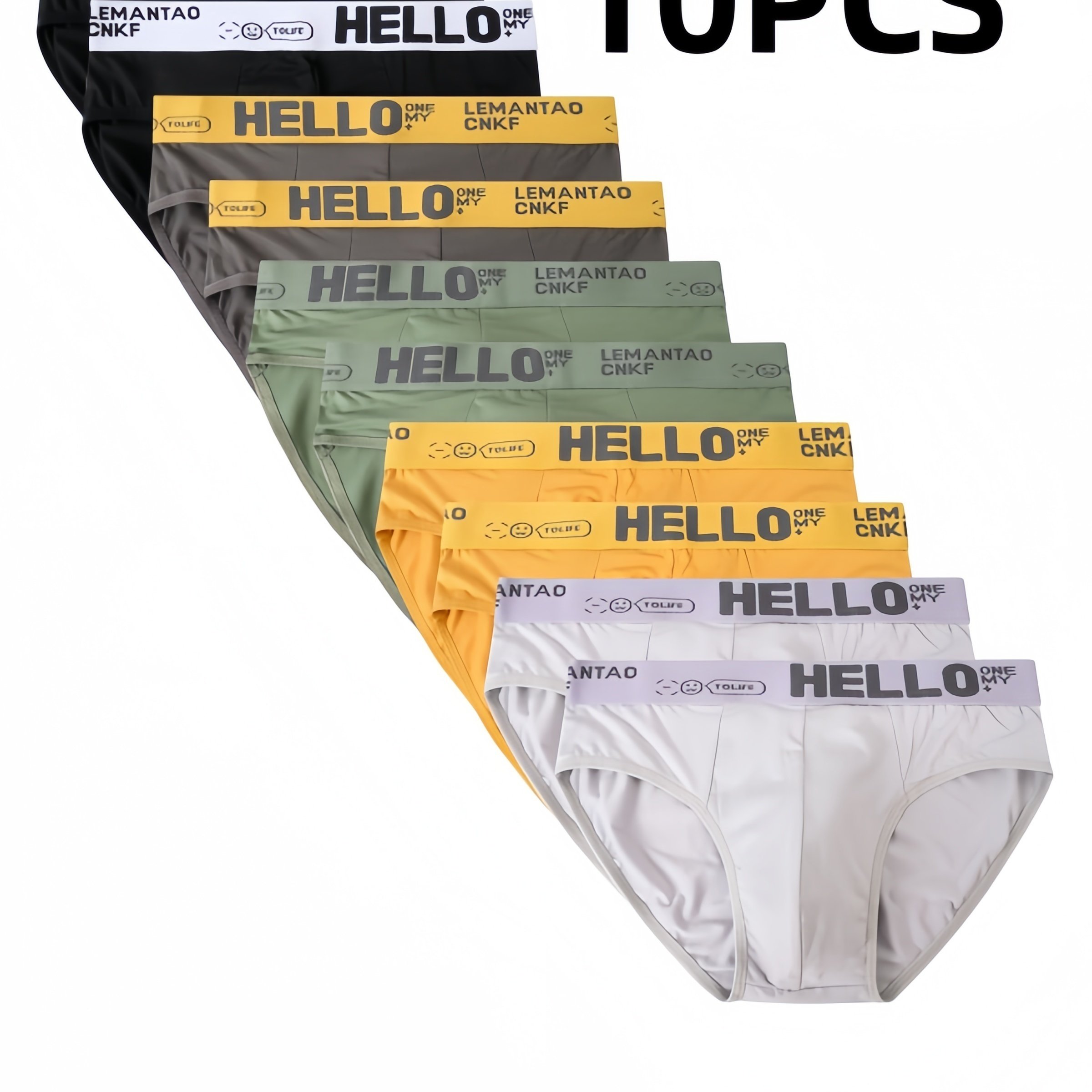 Image of 10pcs Triangle Briefs For Plus-size Men, Big & Tall, Youth, Trendy, Loose-fitting, Breathable, Sexy, Comfortable, Large-size Underwear