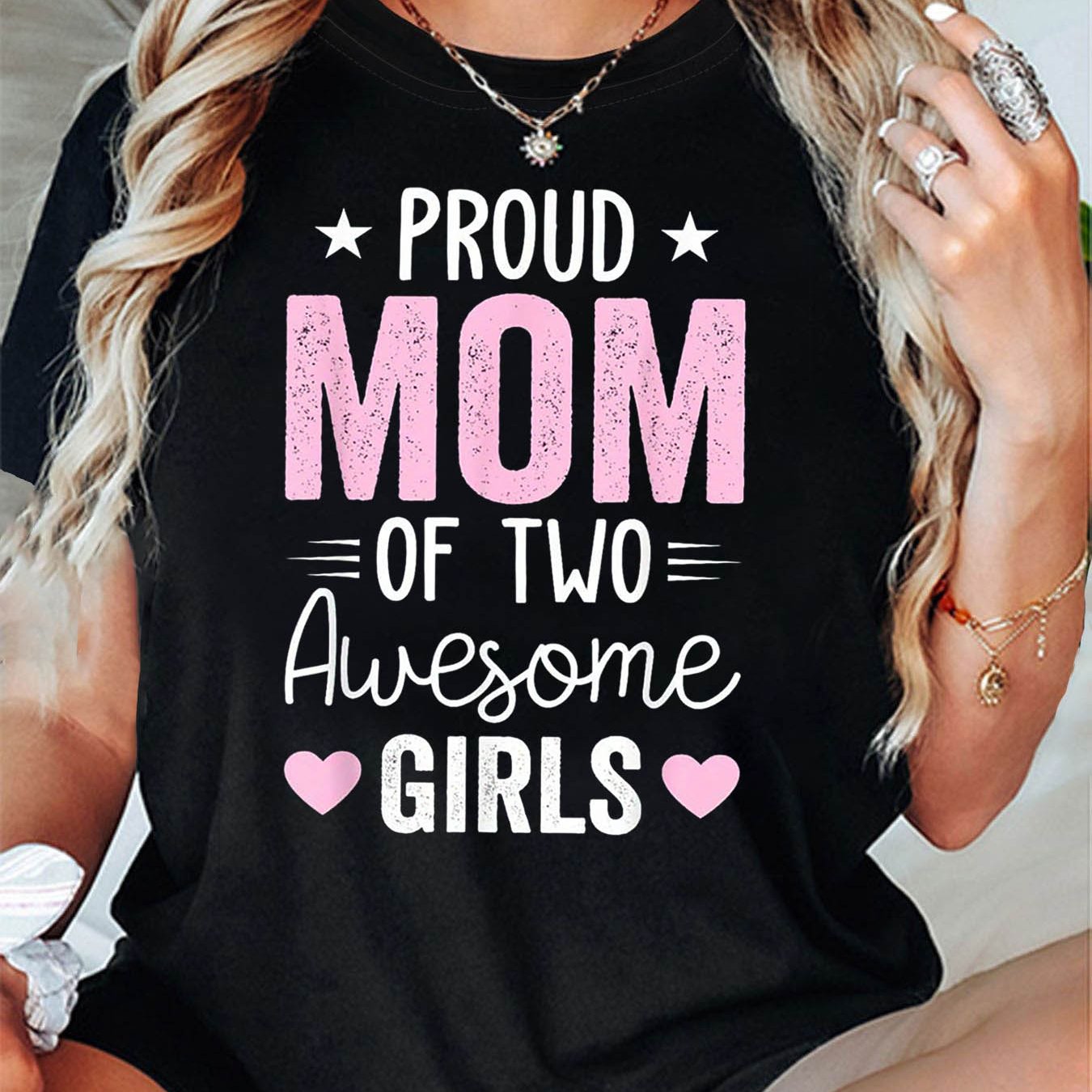 TEMU Mom Of 2 Graphic Print T - Shirt Women's Spring - Summer Short - Sleeve Crew - Neck Casual T - Shirt, Daily Leisure, Holiday Gift