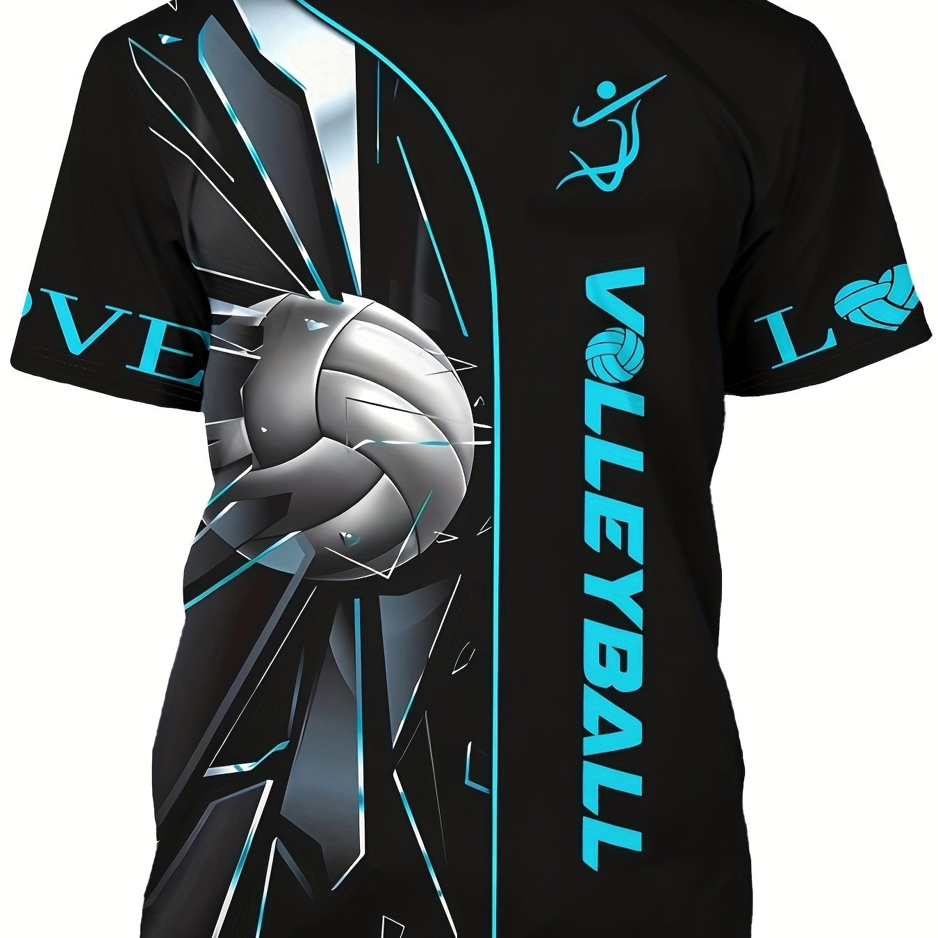 TEMU Men's Custom Volleyball T-shirt - Personalized Name/text & Number - 2025 Summer With Volleyball Graphic & Volleyball Lettering - Breathable