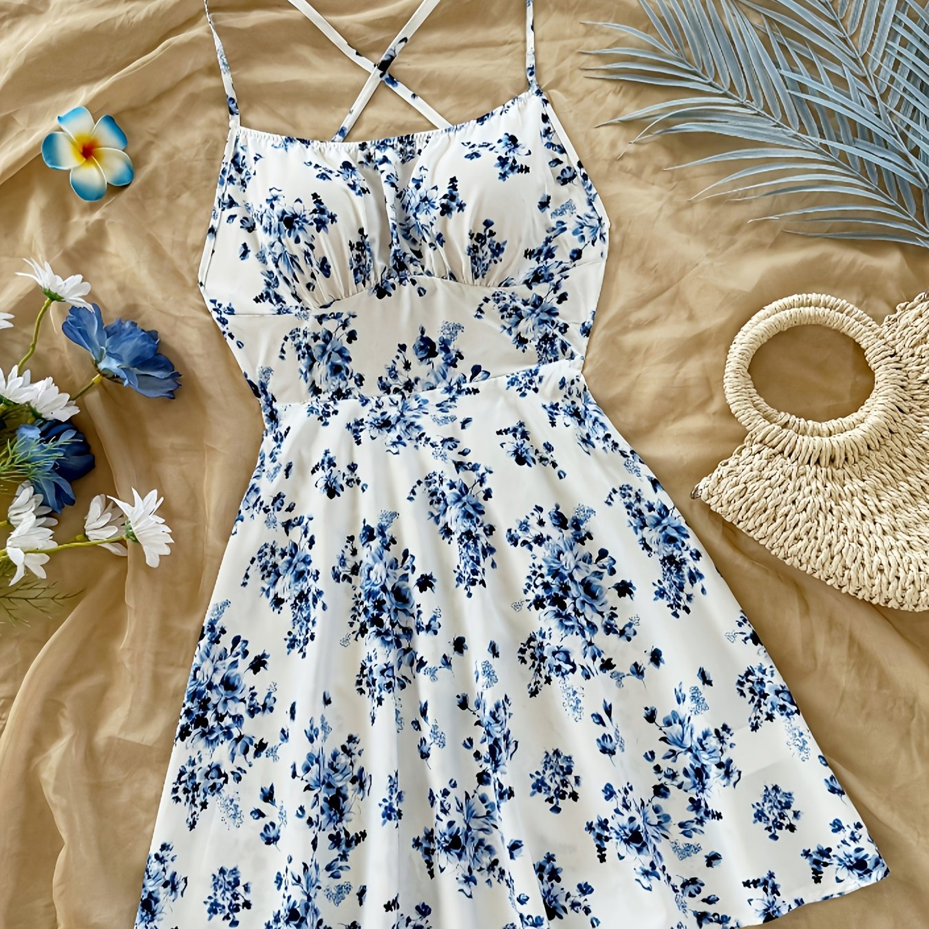 TEMU Robe d'été sexy dos mini à fleurs pour femmes