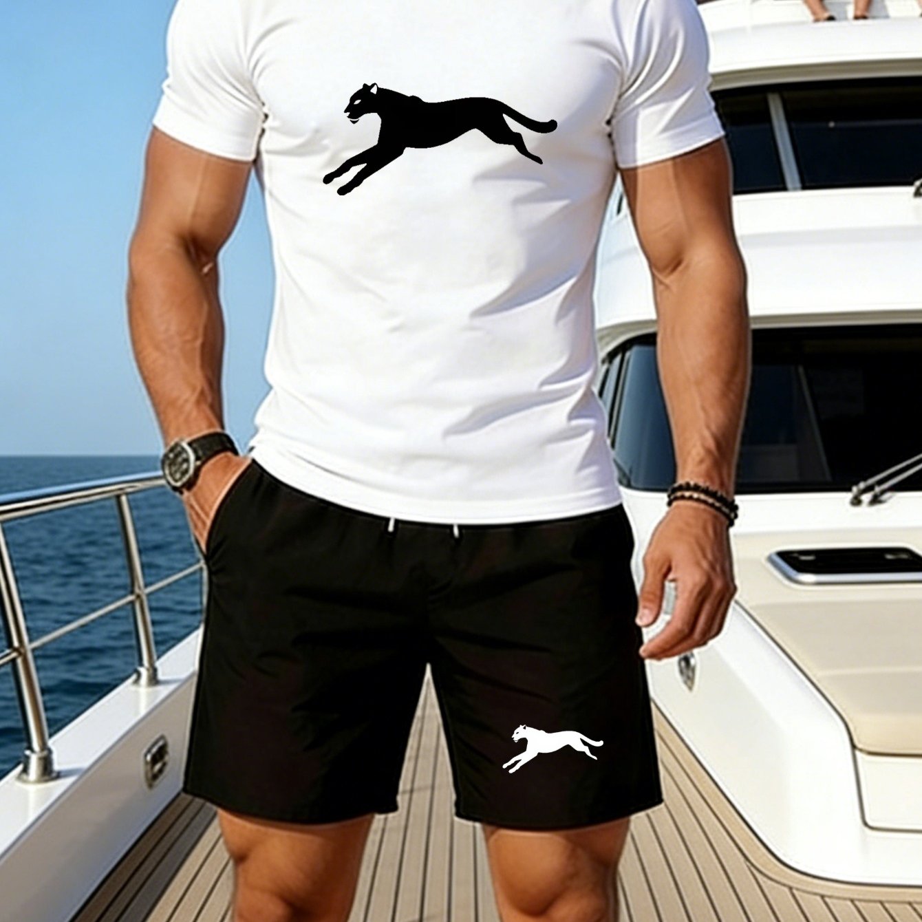 TEMU Men's Mesh Short Sleeve T-shirt And Shorts 2pcs Set With Print, Quick-dry Breathable Sweat-wicking Fashion Sports Outfit For Spring Summer,