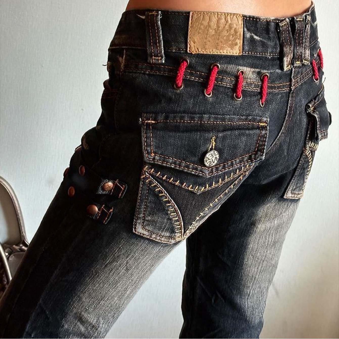 TEMU アメリカンスタイル プラスサイズ ホットサブ ローライズジーンズ レディース ハイストリートデザイン感 デラクト ストレート フロアレングスパンツ