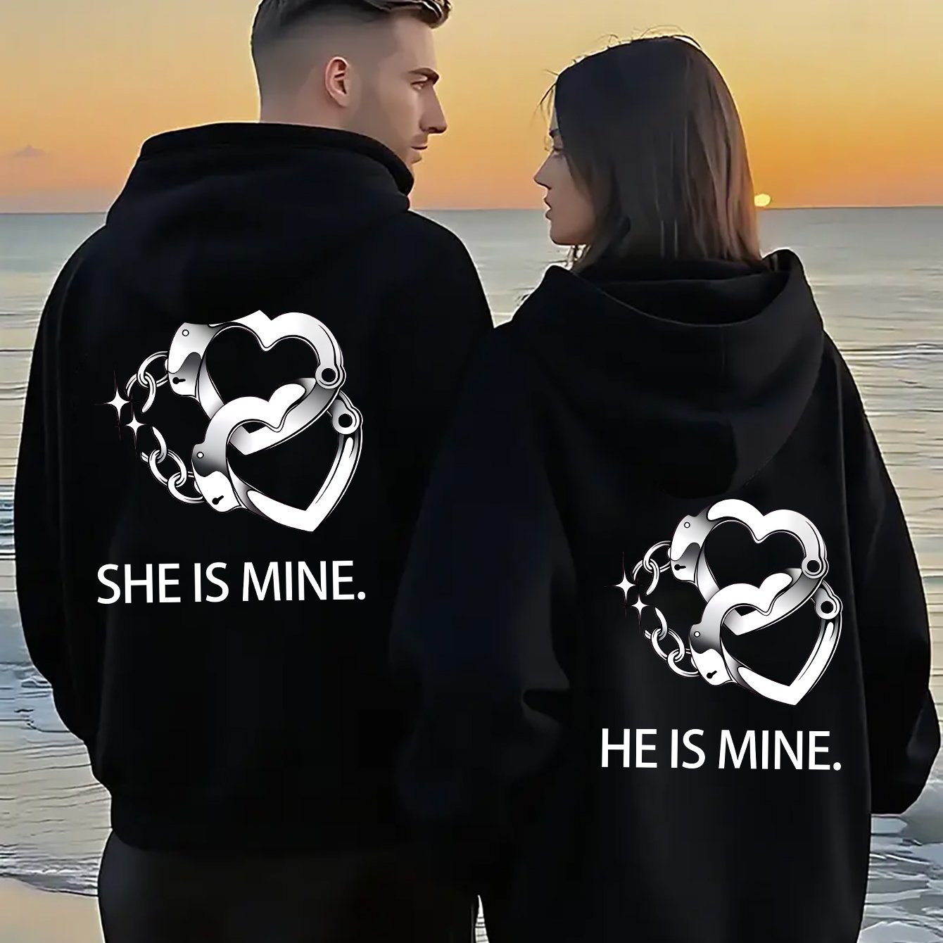 Couple Hoodie Printed Lightweight Quick-Dry Polyester Sweatshirt