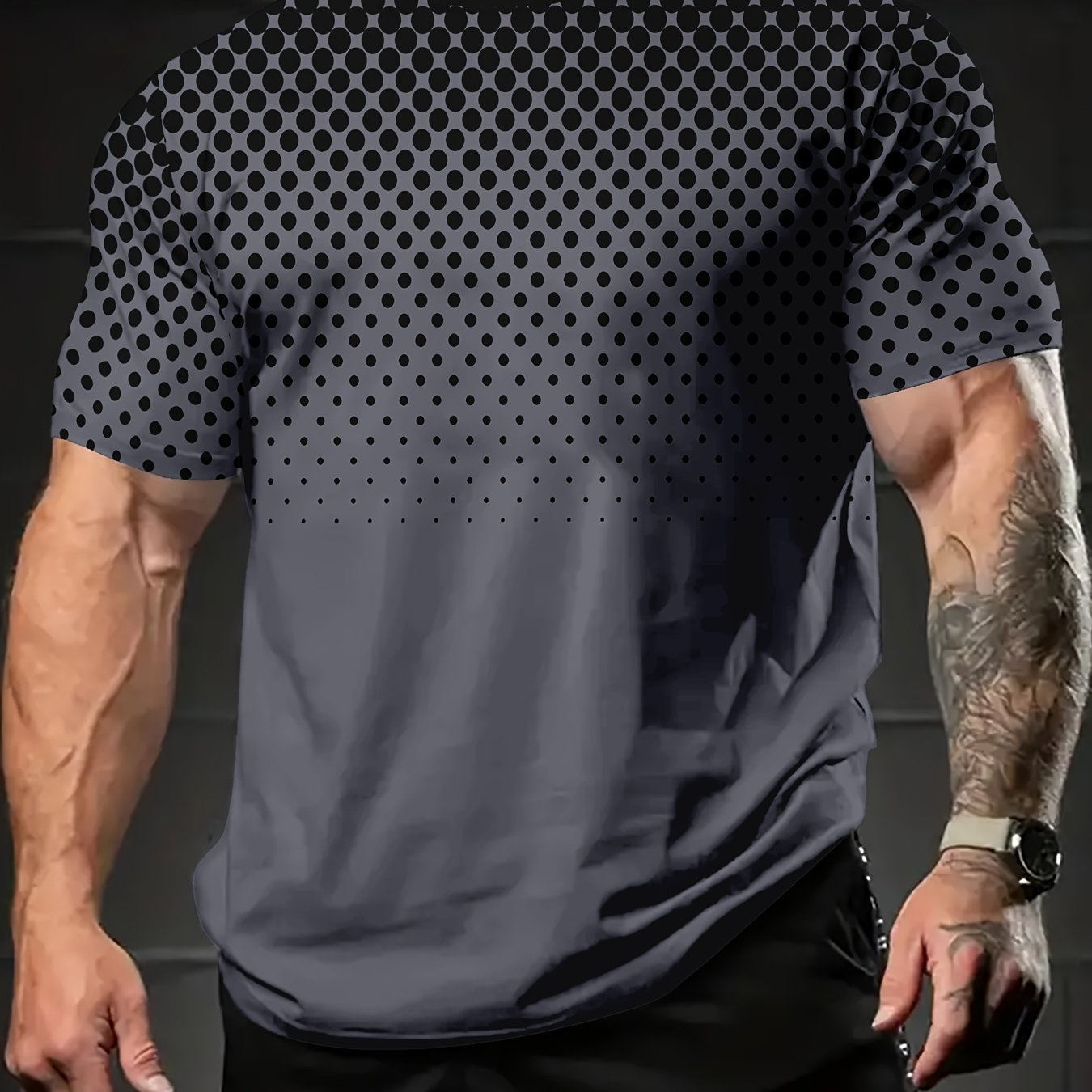 TEMU Men's Breathable 3d Print Honeycomb T-shirt - Casual Round Neck, Short Sleeve Top For