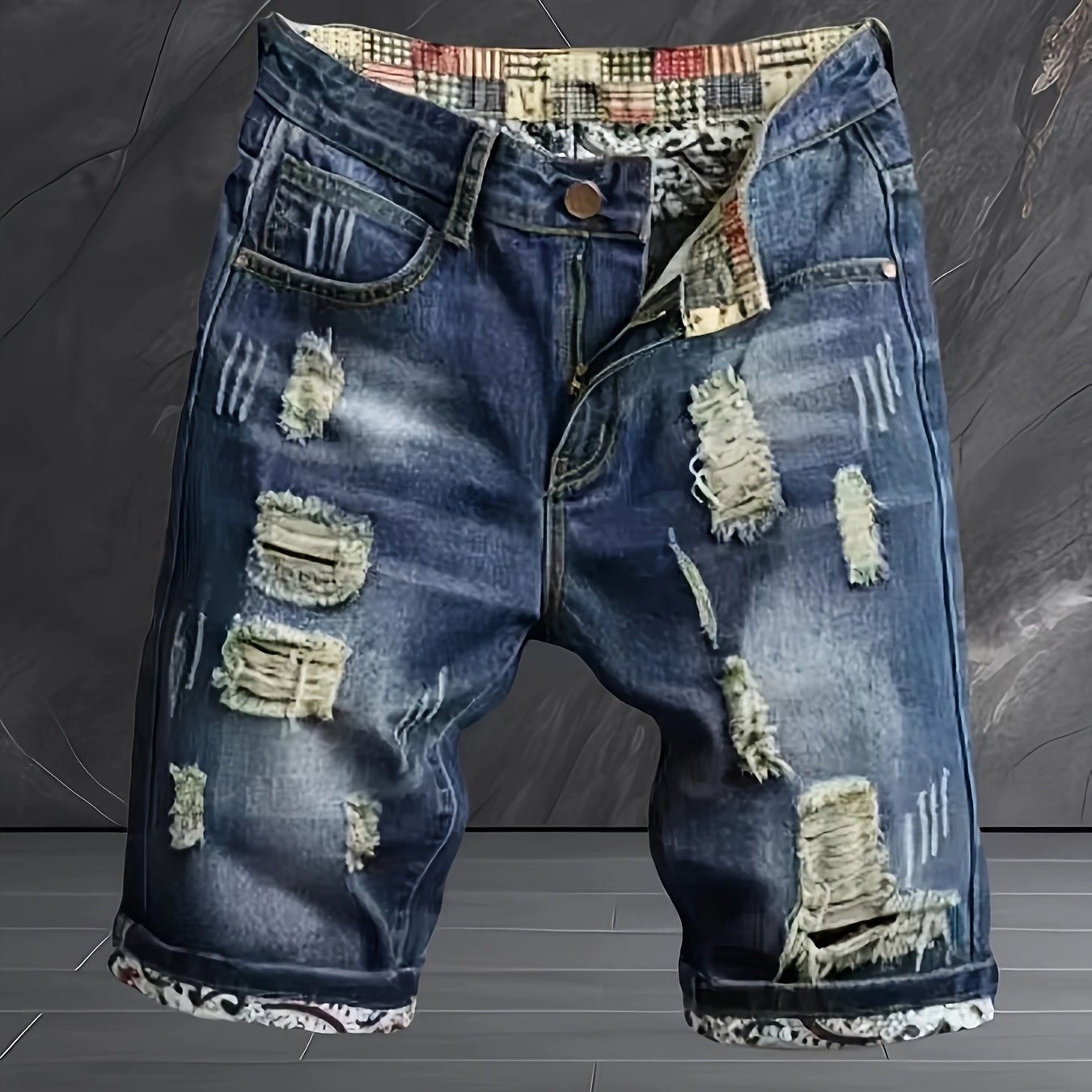 Men's Vintage-style Worn Denim Shorts