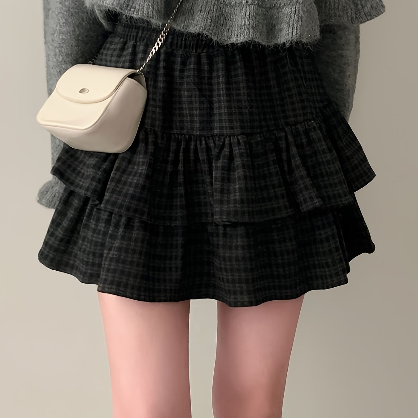 TEMU 2026 Spring And Autumn New Retro Multi-layered Ruffle Short Skirt Women's High Waist A-line Midi Skirt Spicy Sweet Daily Dating Commuting