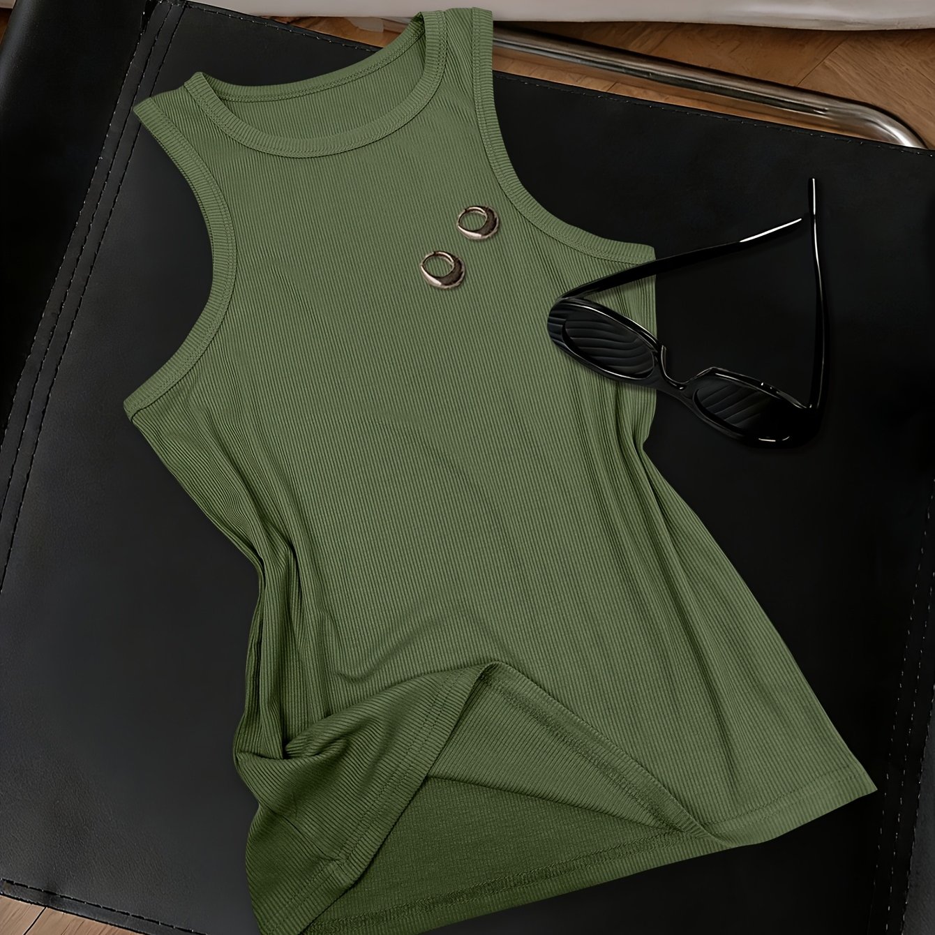 TEMU Women's Fashion Green Work-style Vest, /summer Style