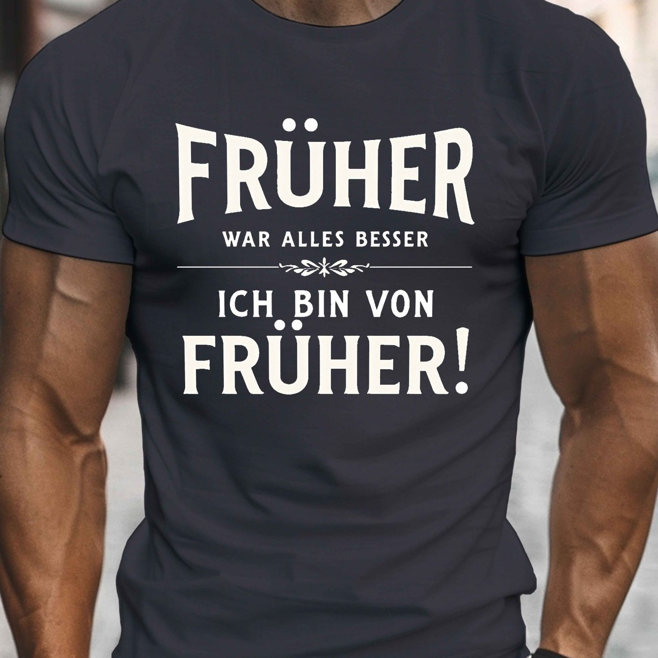 E-shop Herren-T-Shirt " war Alles Besser" - Lässiges Leichtes Rundhals Kurzarm-T-Shirt, Geometrischer Druck, Sommer-Essential für Freizeitkleidung,