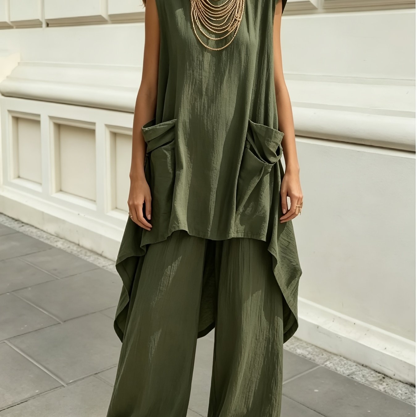 Image of Plus Size Women's Fashion 2026 Spring/summer New Style Stylish Comfortable Temperament Casual Resort 2pcs Set