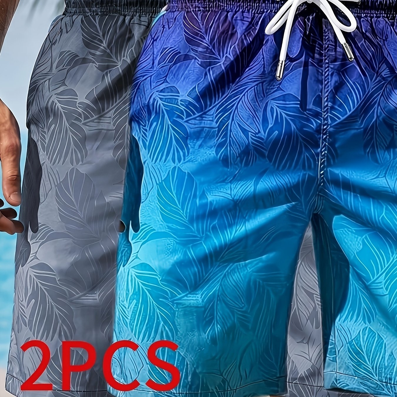 TEMU Set pezzi, Pantaloncini Bermuda da , Pantaloncini da Spiaggia Casual con Stampa a Sfumatura, Traspiranti, Ultra-, Pantaloncini da Surf ad