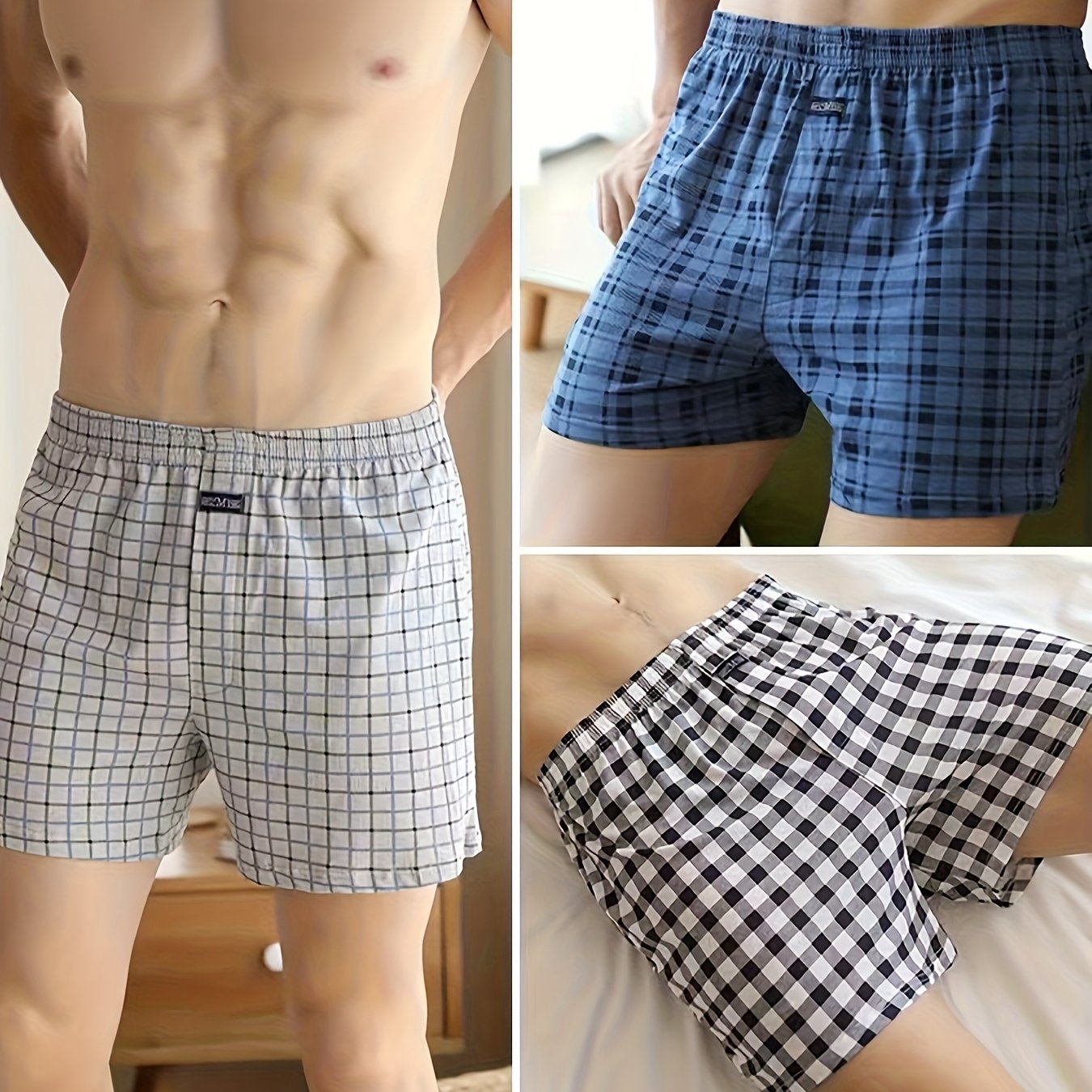 3pcs Men's Cotton Underwear Fashion Shorts, Boxer Brief With Open Button