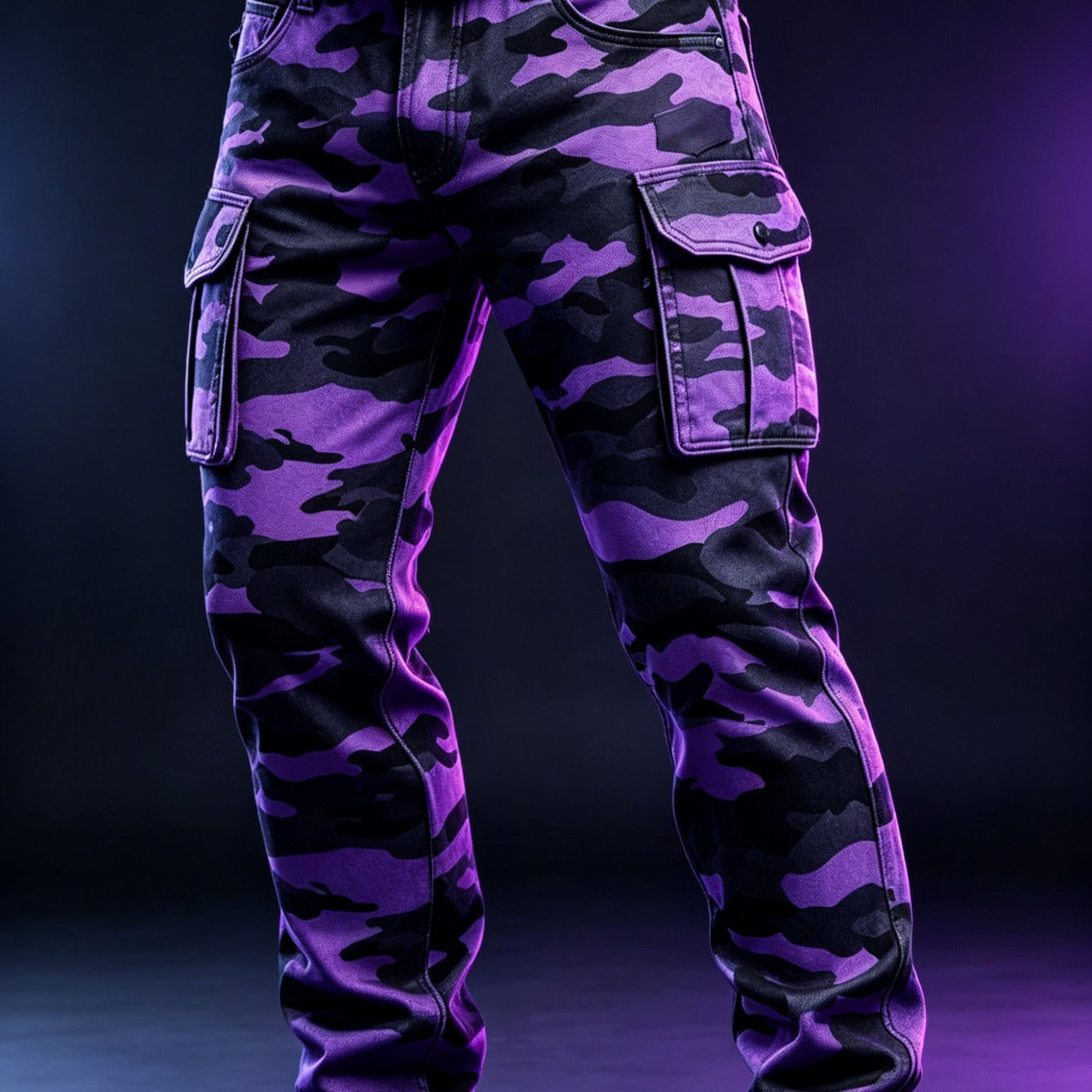 Purple-black Camouflage Work Pants, Versatile For , Suitable For Daily Outdoor Commuting, Multi-pocket Straight-leg Casual Men's Pants