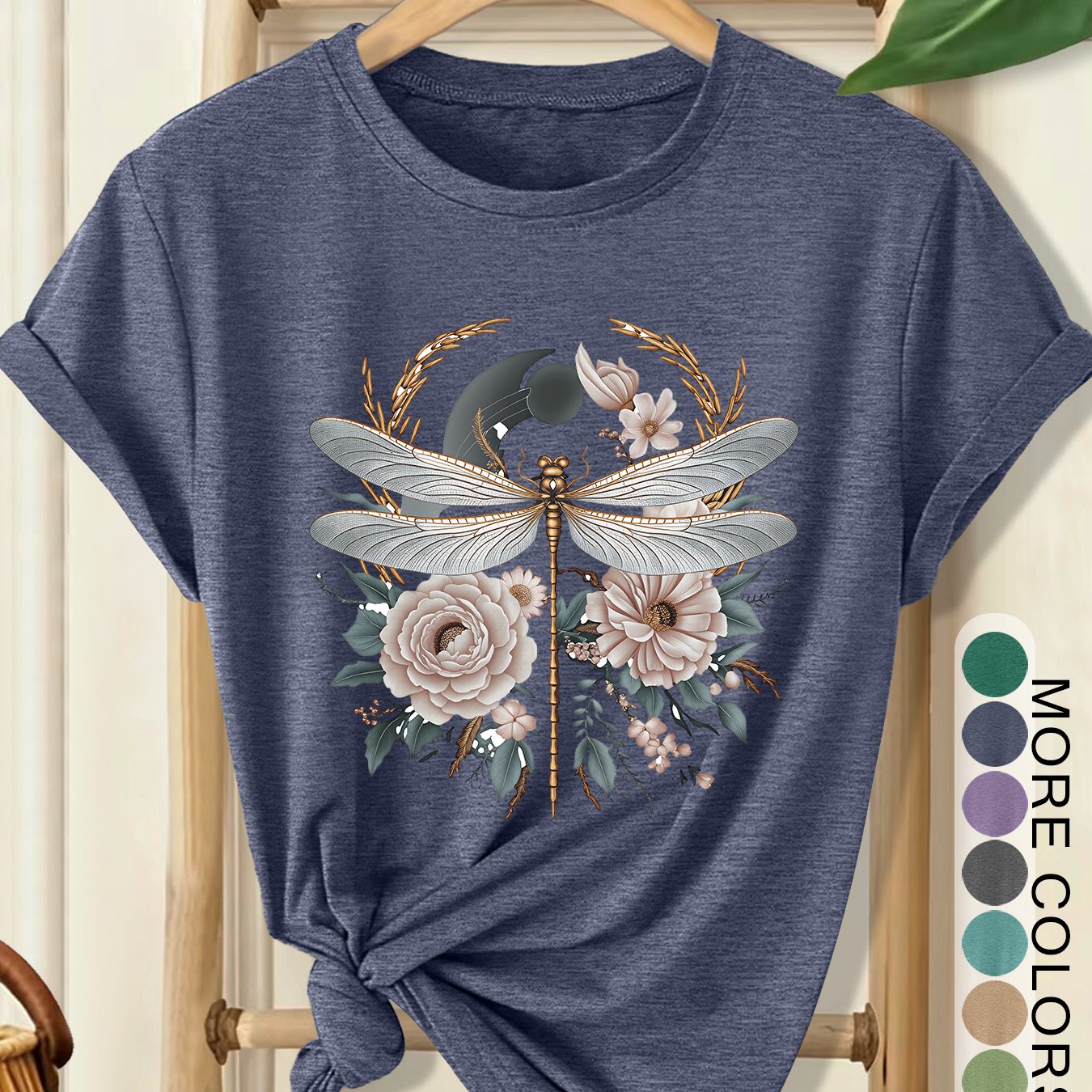 TEMU Women's Elegant Style Plus Size Loose Short Sleeve, Floral Print Round Neck Comfortable Soft Breathable Summer Short Sleeve Gift, Fashion